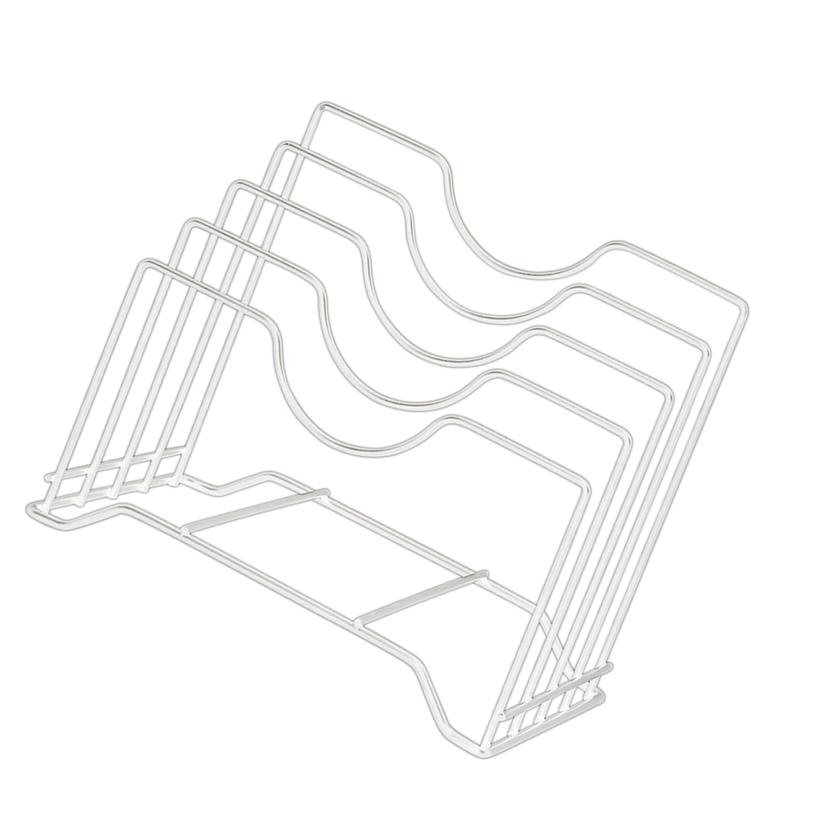 Chopping Board Storage Rack Iron 4 Slots Integrated Pot Lid Holder for Kitchen Countertop White - Image 5