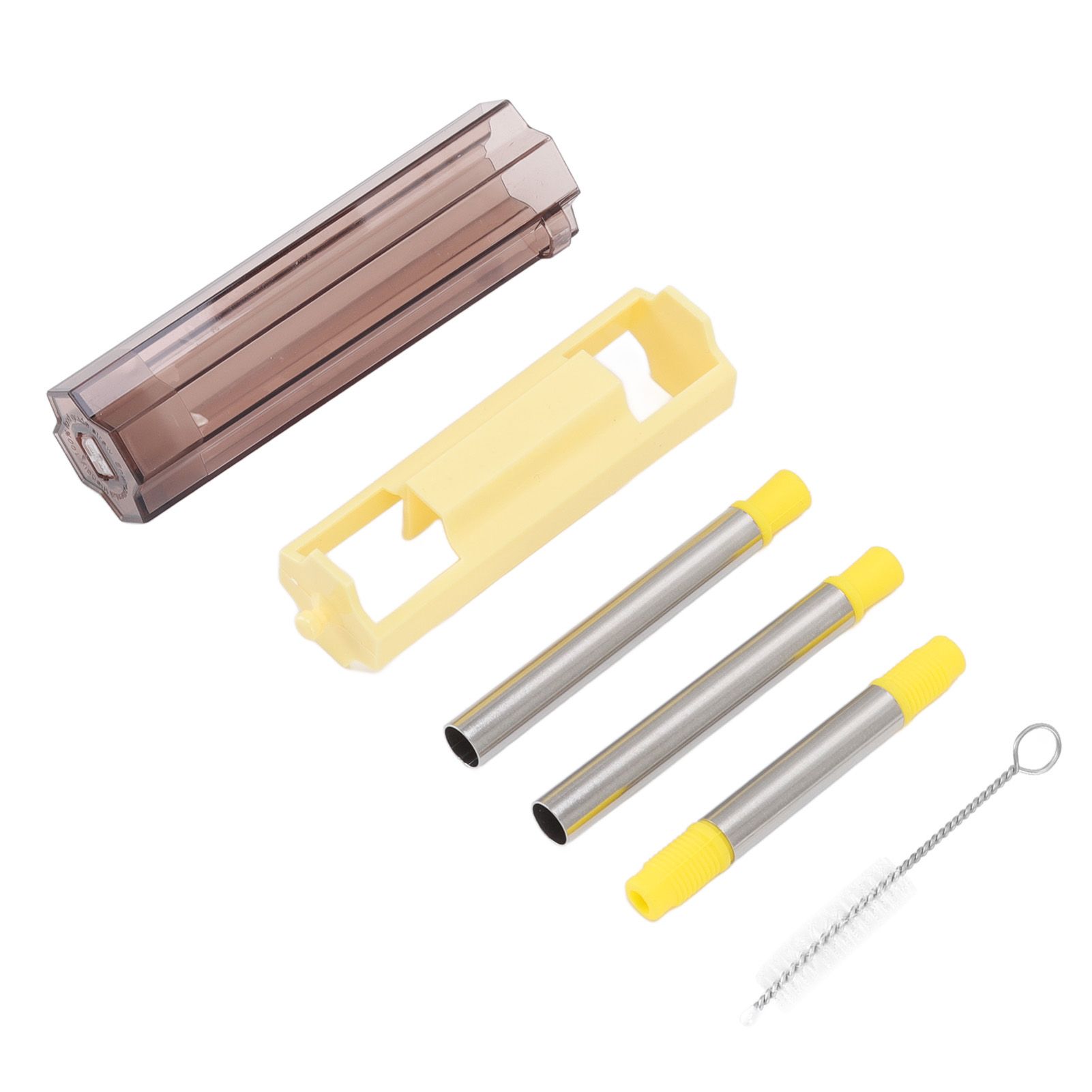 Collapsible Straw Stainless Steel Portable Easy to Clean Foldable Straw with Cleaning Brush for Home Office Outdoor Yellow - Image 5