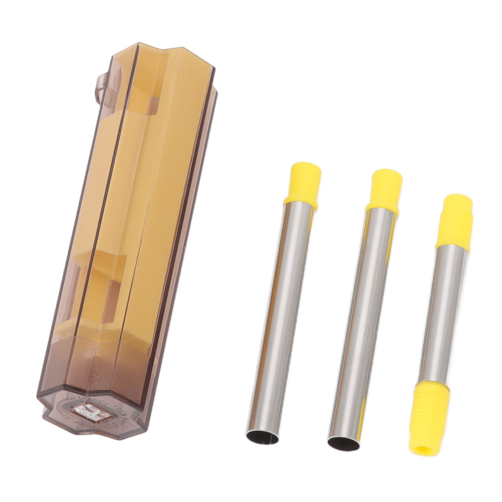 Collapsible Straw Stainless Steel Portable Easy to Clean Foldable Straw with Cleaning Brush for Home Office Outdoor Yellow - Image 7