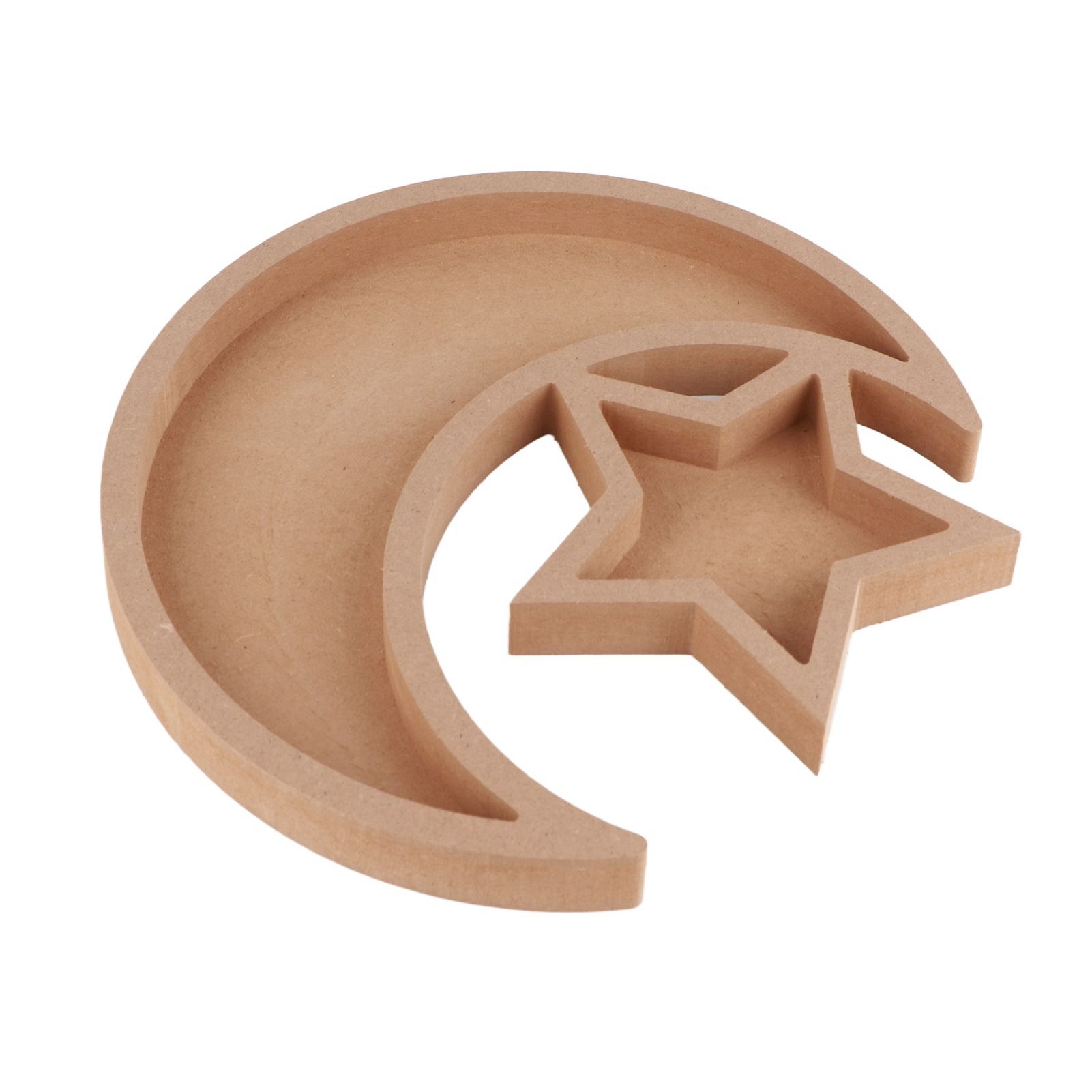Eid Wooden Dessert Tray Cute Shape Multifunctional Ramadan Wood Moon Tray for Home Ramadan Party Garden Decor - Image 1