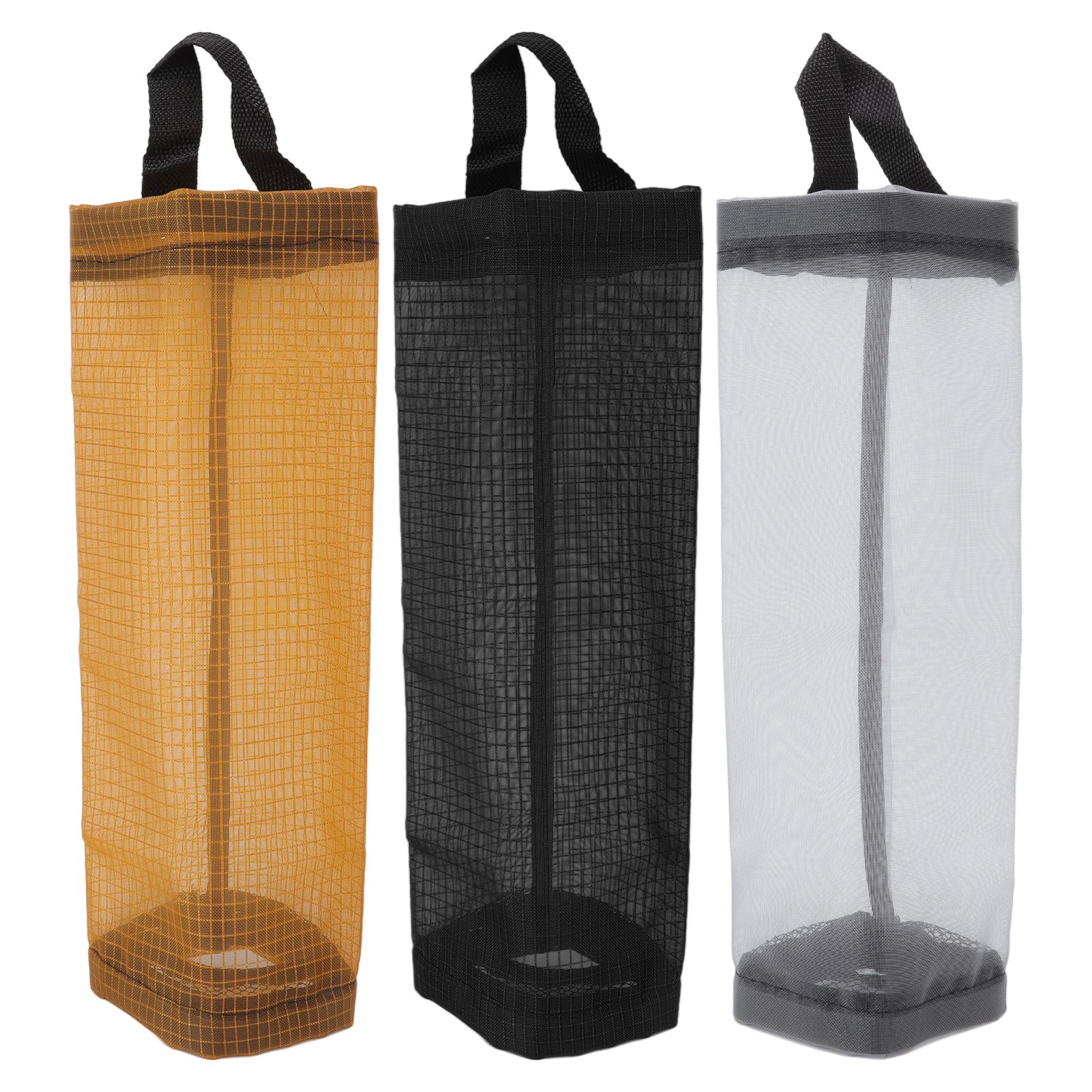 Grocery Bag Holder Large Capacity Durable Polyester Transparent Space Saving Trash Bag Holder for Home Kitchen Yellow - Image 1