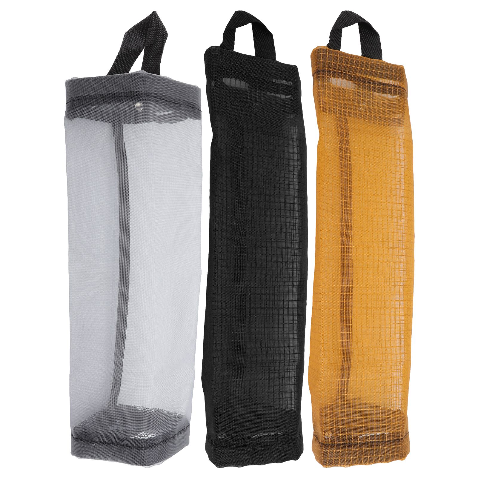 Grocery Bag Holder Large Capacity Durable Polyester Transparent Space Saving Trash Bag Holder for Home Kitchen Yellow - Image 4