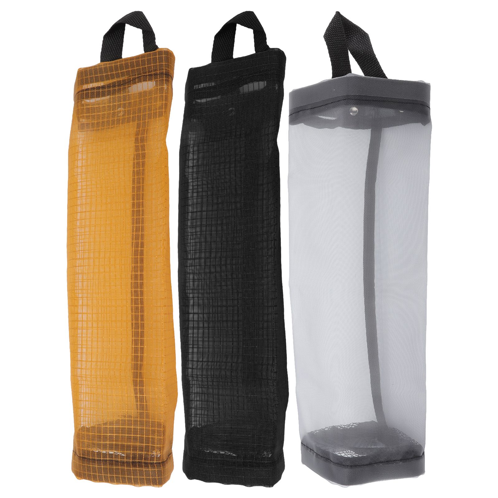 Grocery Bag Holder Large Capacity Durable Polyester Transparent Space Saving Trash Bag Holder for Home Kitchen Yellow - Image 5
