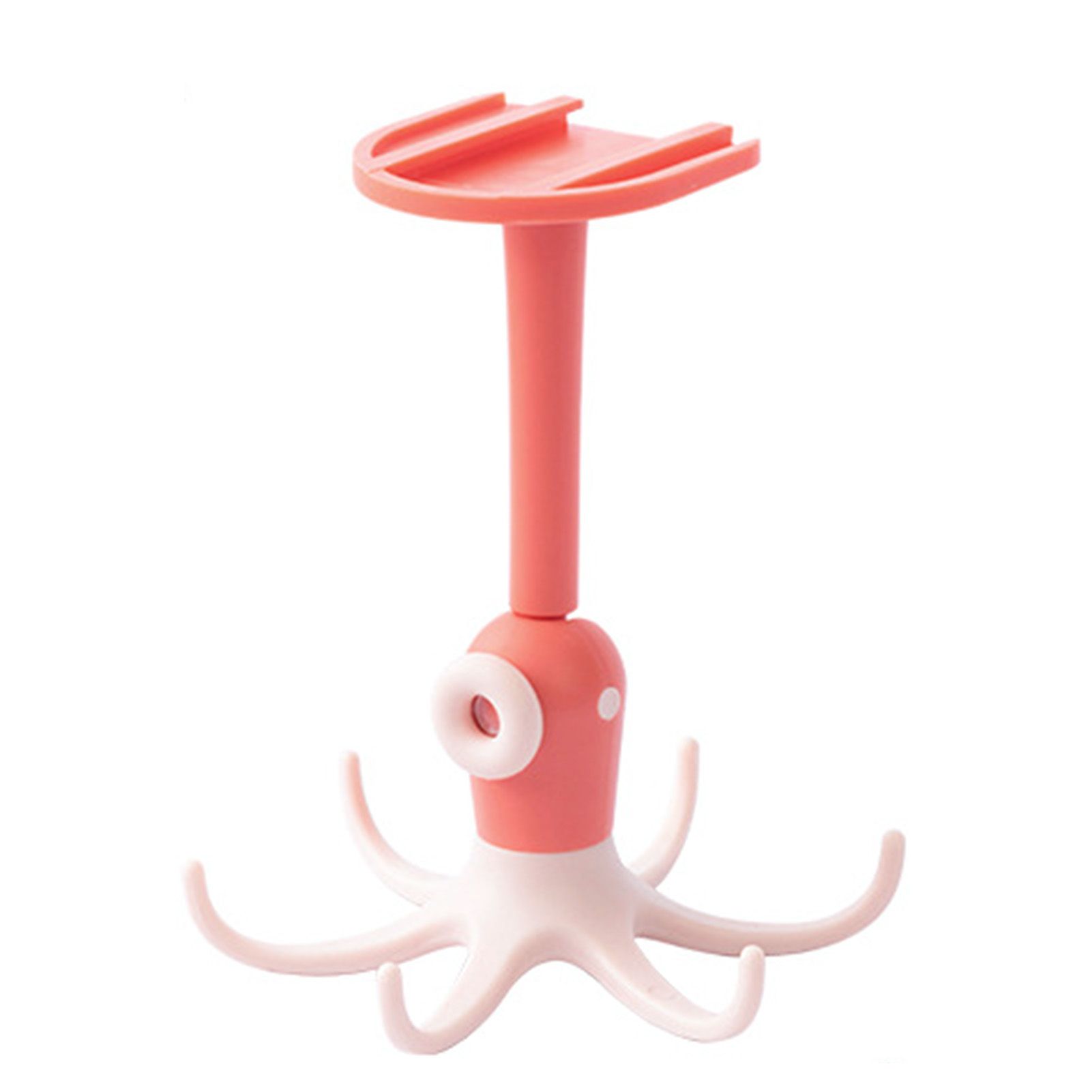 Kitchen Wall Mounted Hook Traceless 360 Degree Punch Free with 6 Hook Kitchen Utensil Hanger for Storage Pink - Image 1
