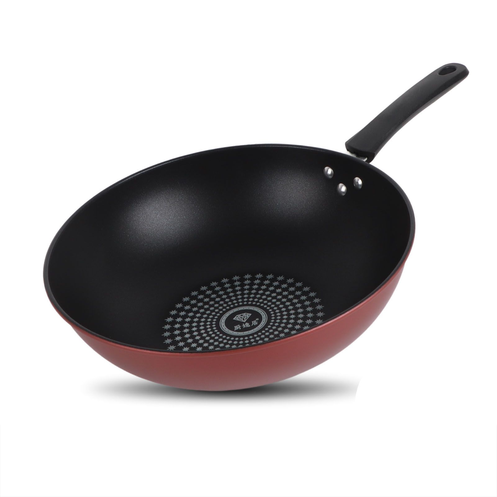 Frying Pan Flat Bottom Cooking Wok Cast Iron Kitchen Ware with Handle for Soup Stew 32cm / 12.6in - Image 1