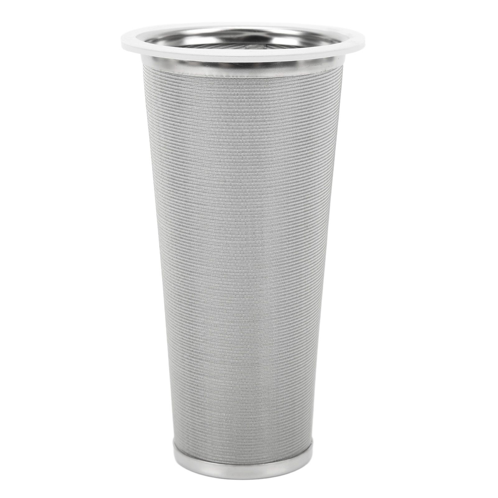 304 Stainless Steel Cold Brew Coffee Filter Cone Mesh with White Rubber Circle Coffee Brew Infuser for Fruit Drink 8x15cm/3.1x5.9in - Image 1