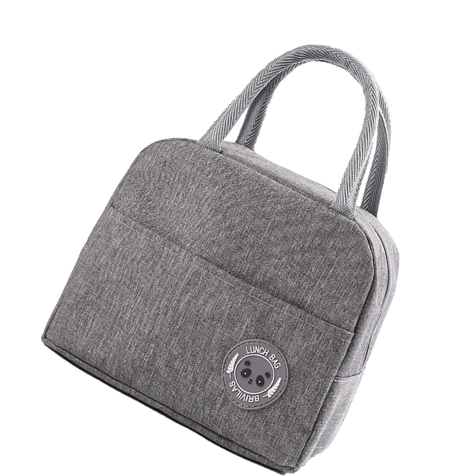 Lunch Bag High Capacity Reusable Tote Heat Preservation Dinner Insulation Hangbag Gray - Image 3
