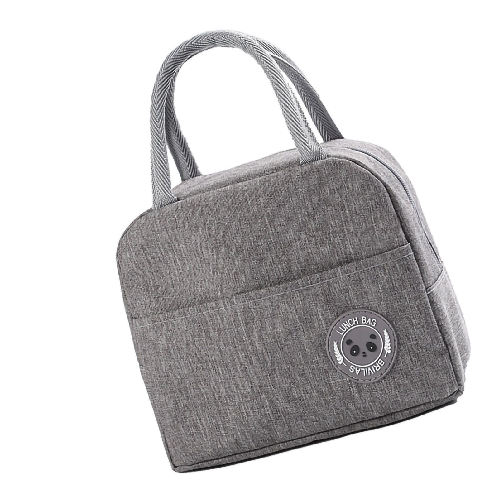 Lunch Bag High Capacity Reusable Tote Heat Preservation Dinner Insulation Hangbag Gray - Image 4