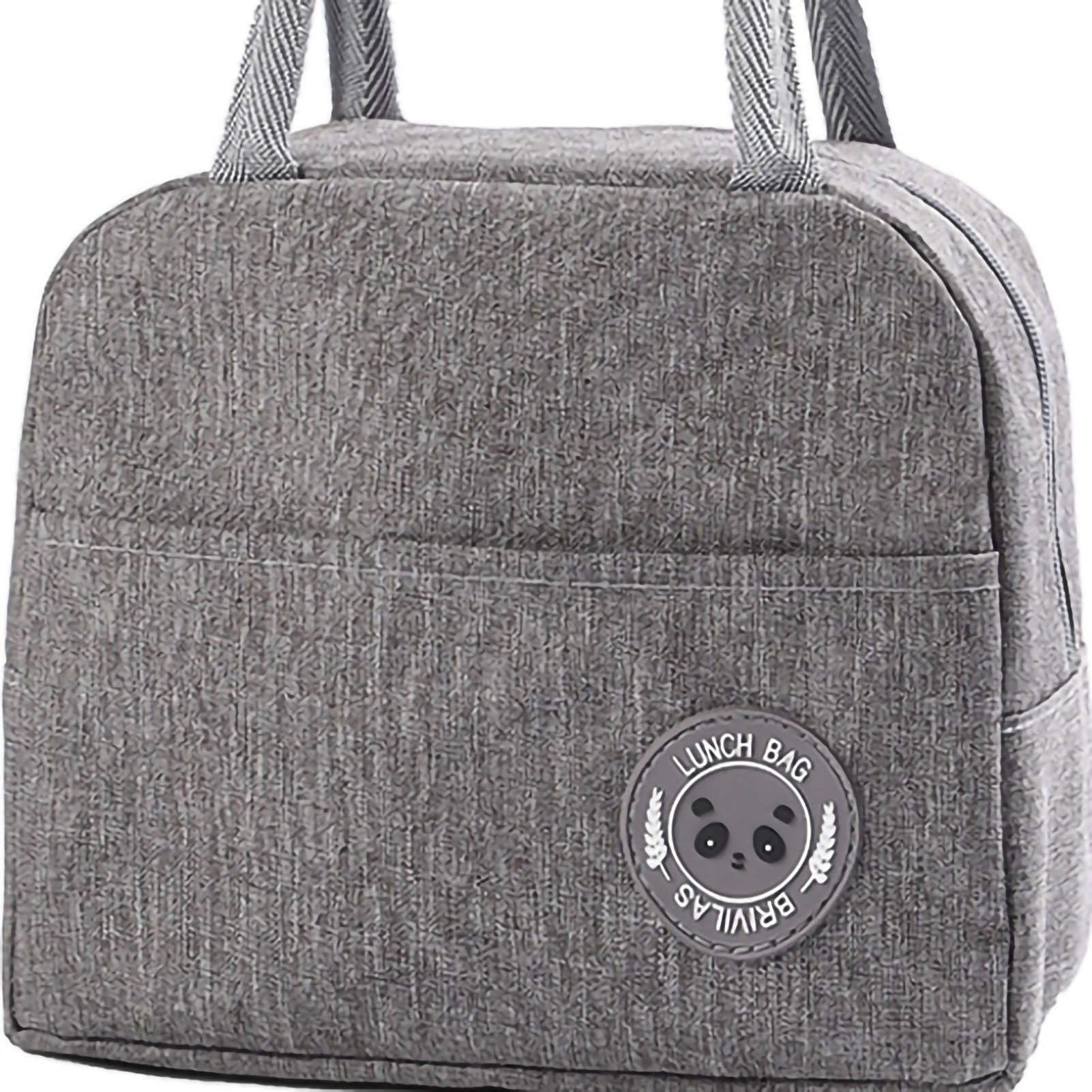Lunch Bag High Capacity Reusable Tote Heat Preservation Dinner Insulation Hangbag Gray - Image 5