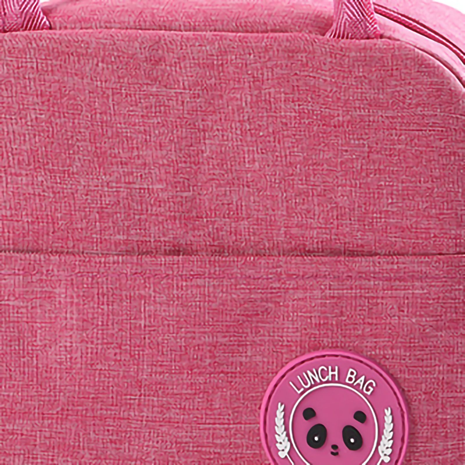 Lunch Bag High Capacity Reusable Tote Heat Preservation Dinner Insulation Hangbag Rose Red - Image 2