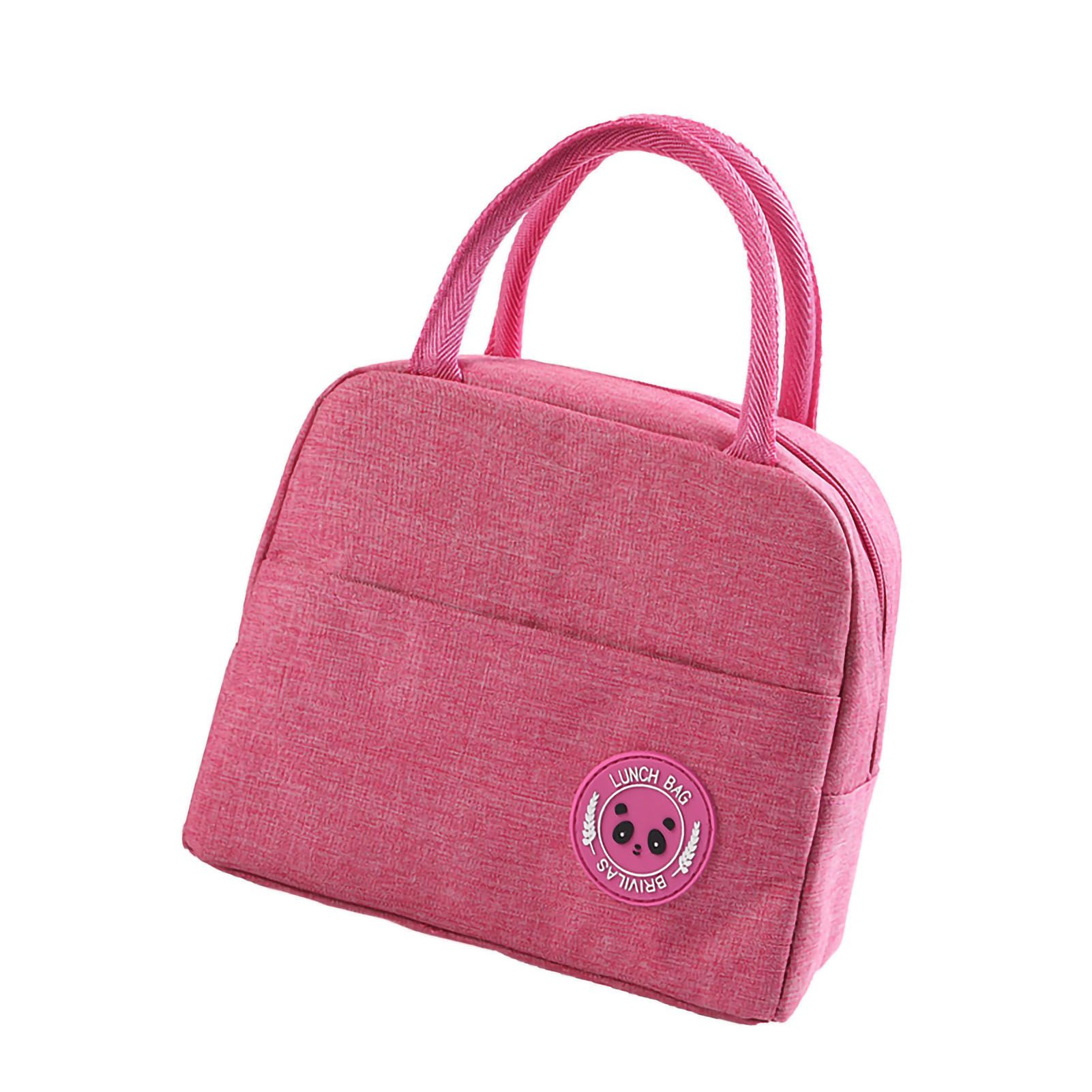 Lunch Bag High Capacity Reusable Tote Heat Preservation Dinner Insulation Hangbag Rose Red - Image 4