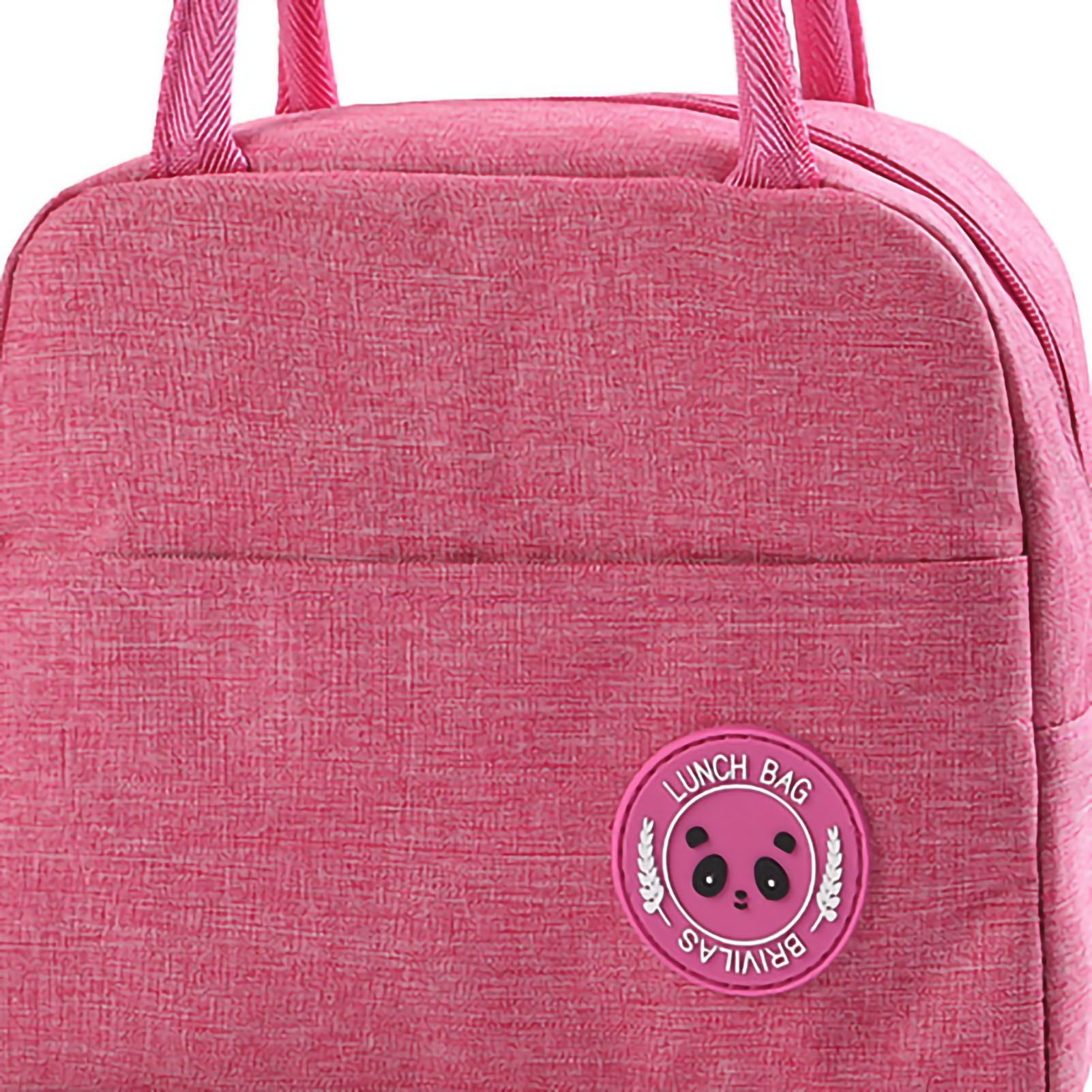 Lunch Bag High Capacity Reusable Tote Heat Preservation Dinner Insulation Hangbag Rose Red - Image 5