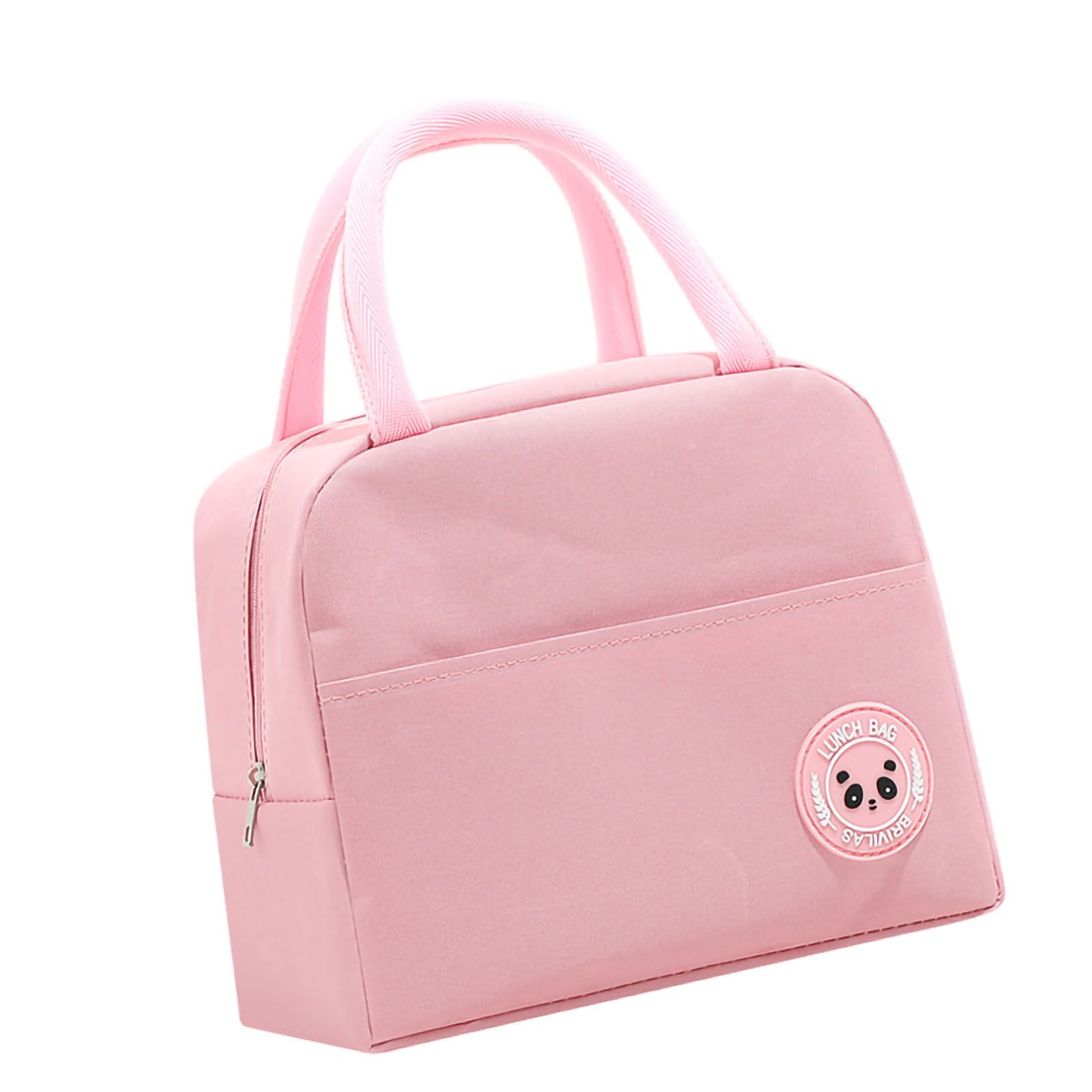 Lunch Bag High Capacity Reusable Tote Heat Preservation Dinner Insulation Hangbag Pink - Image 2