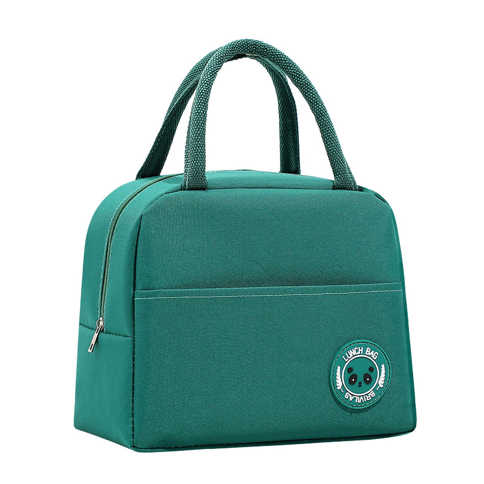 Lunch Bag High Capacity Reusable Tote Heat Preservation Dinner Insulation Hangbag Green - Image 1