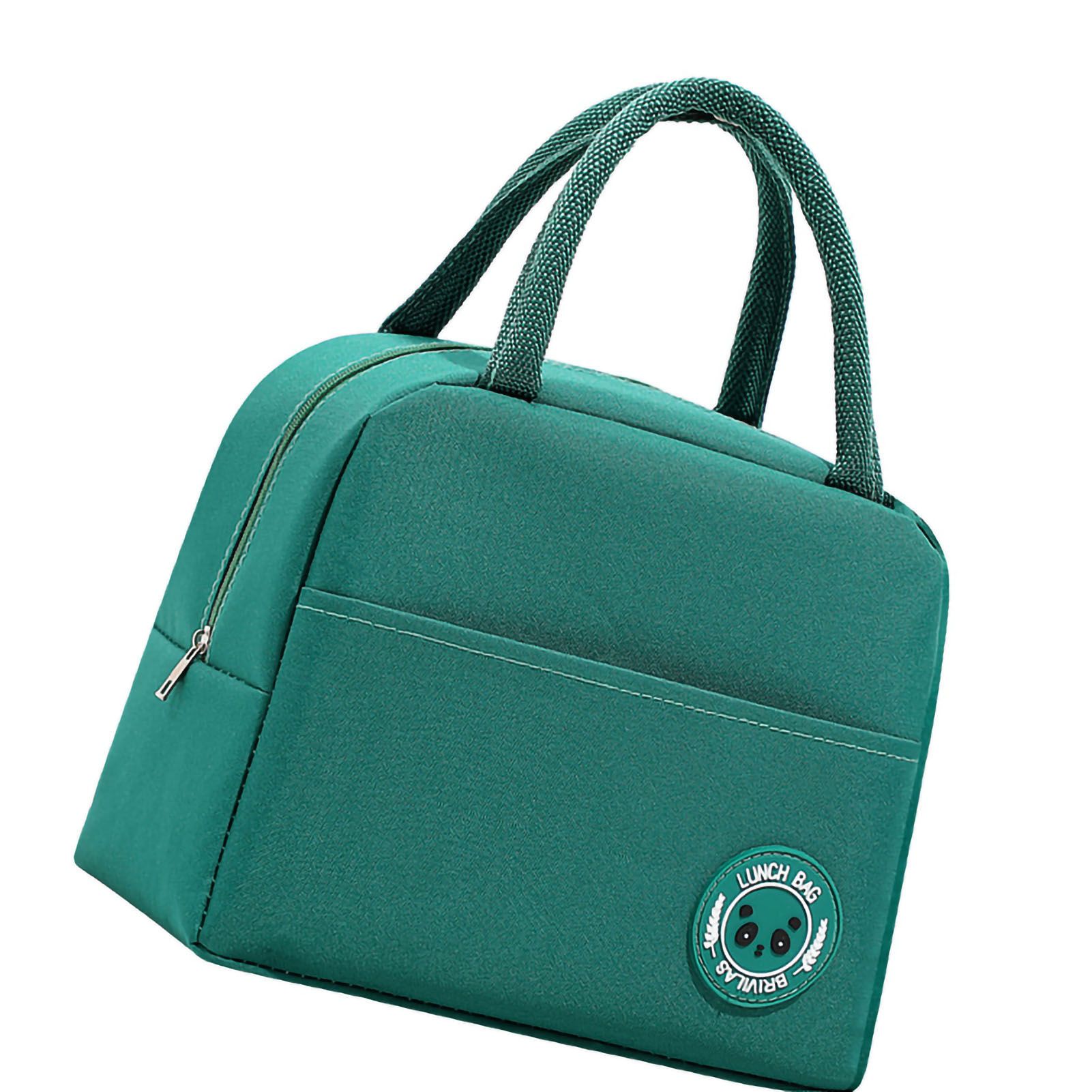 Lunch Bag High Capacity Reusable Tote Heat Preservation Dinner Insulation Hangbag Green - Image 3