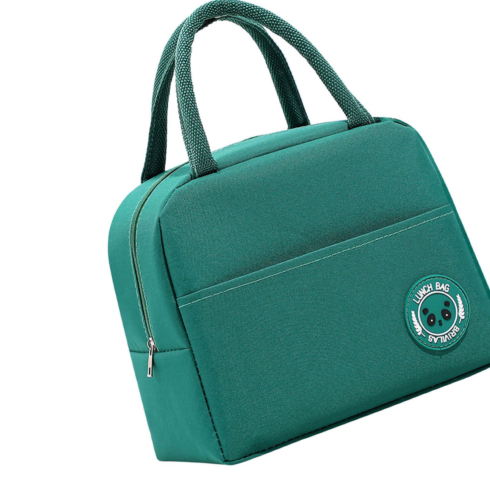 Lunch Bag High Capacity Reusable Tote Heat Preservation Dinner Insulation Hangbag Green - Image 4