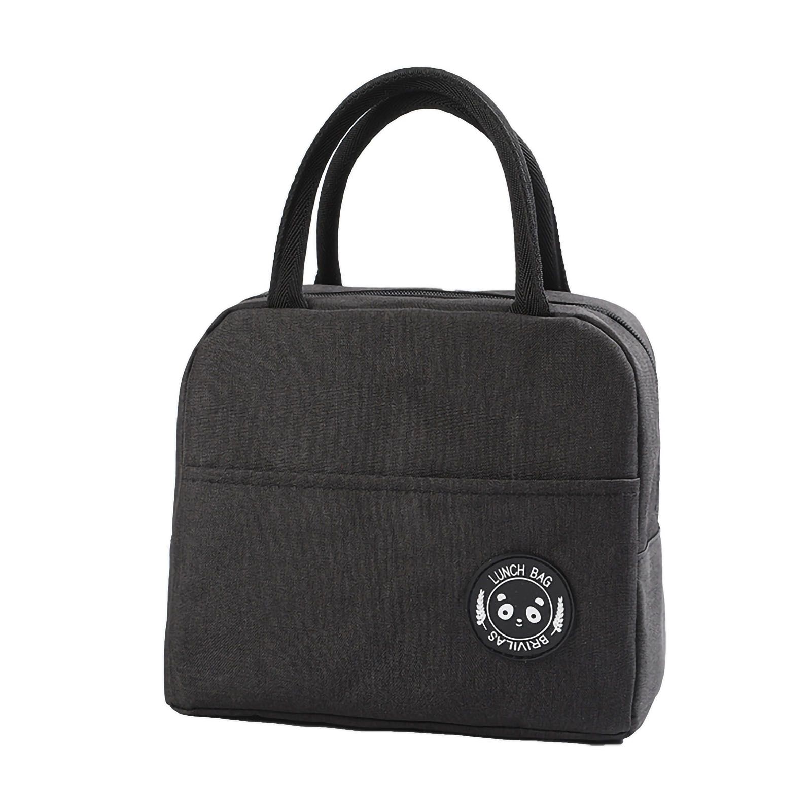 Lunch Bag High Capacity Reusable Tote Heat Preservation Dinner Insulation Hangbag Black - Image 1