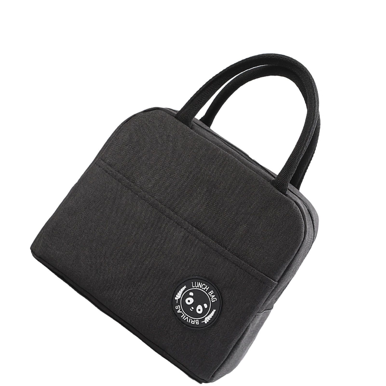 Lunch Bag High Capacity Reusable Tote Heat Preservation Dinner Insulation Hangbag Black - Image 3