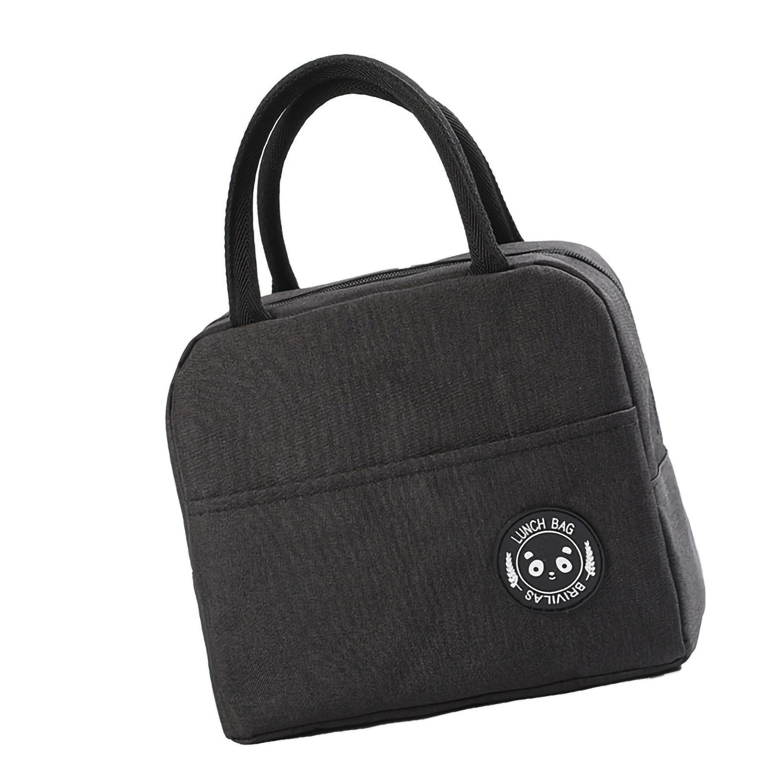 Lunch Bag High Capacity Reusable Tote Heat Preservation Dinner Insulation Hangbag Black - Image 4