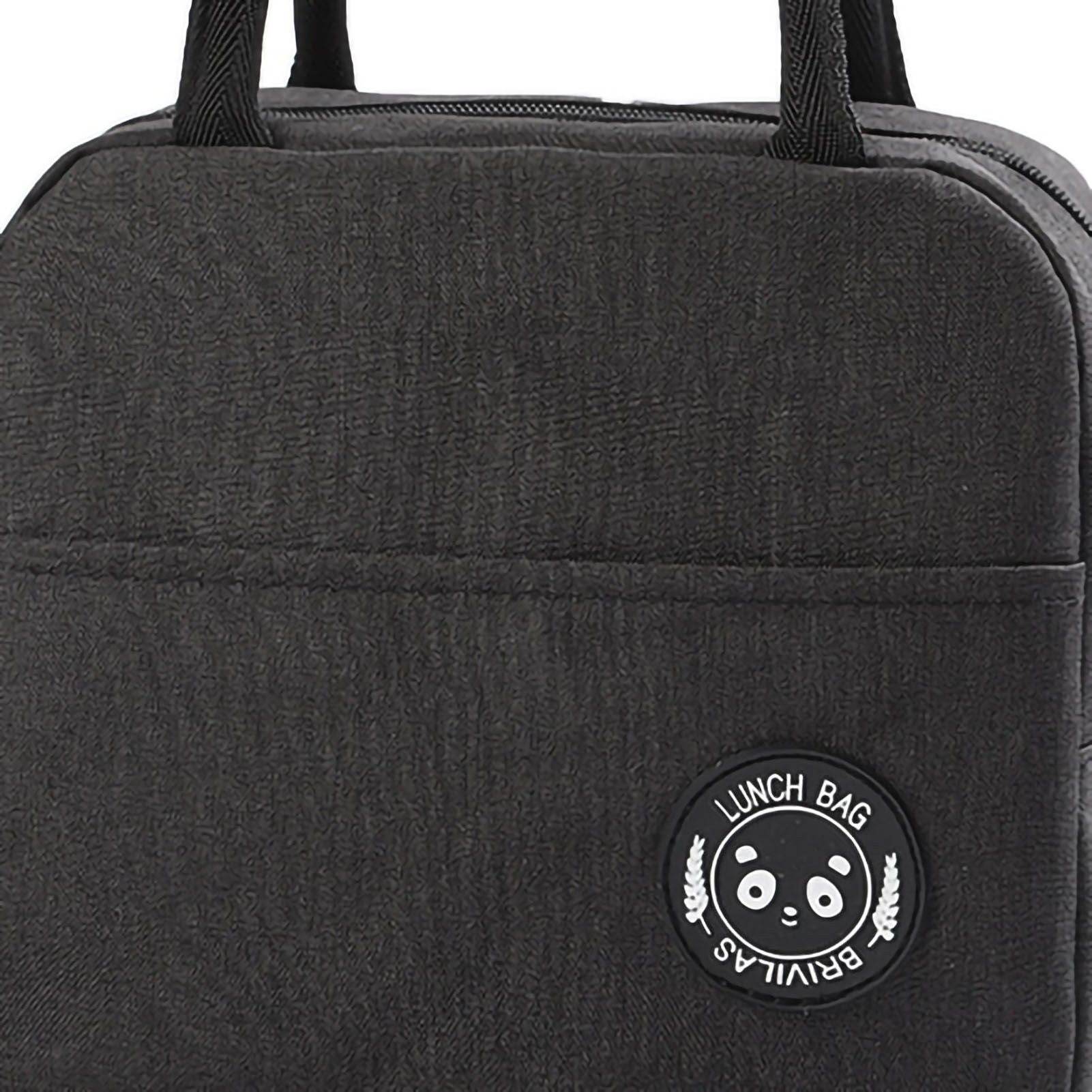 Lunch Bag High Capacity Reusable Tote Heat Preservation Dinner Insulation Hangbag Black - Image 5