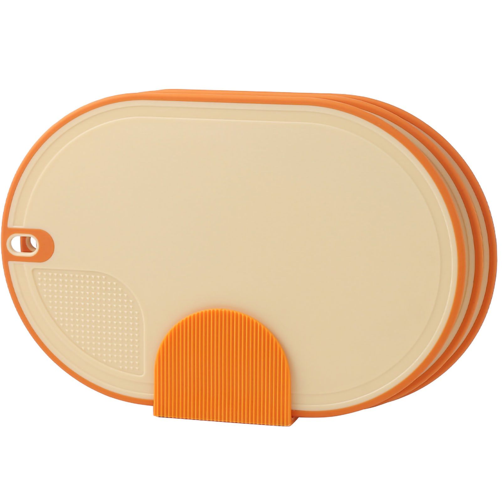 Cutting Board Food Grade Double Sided Prevent Slip Plastic Chopping Board with Holder Base for Meat Vegetable 3pcs Orange - Image 1