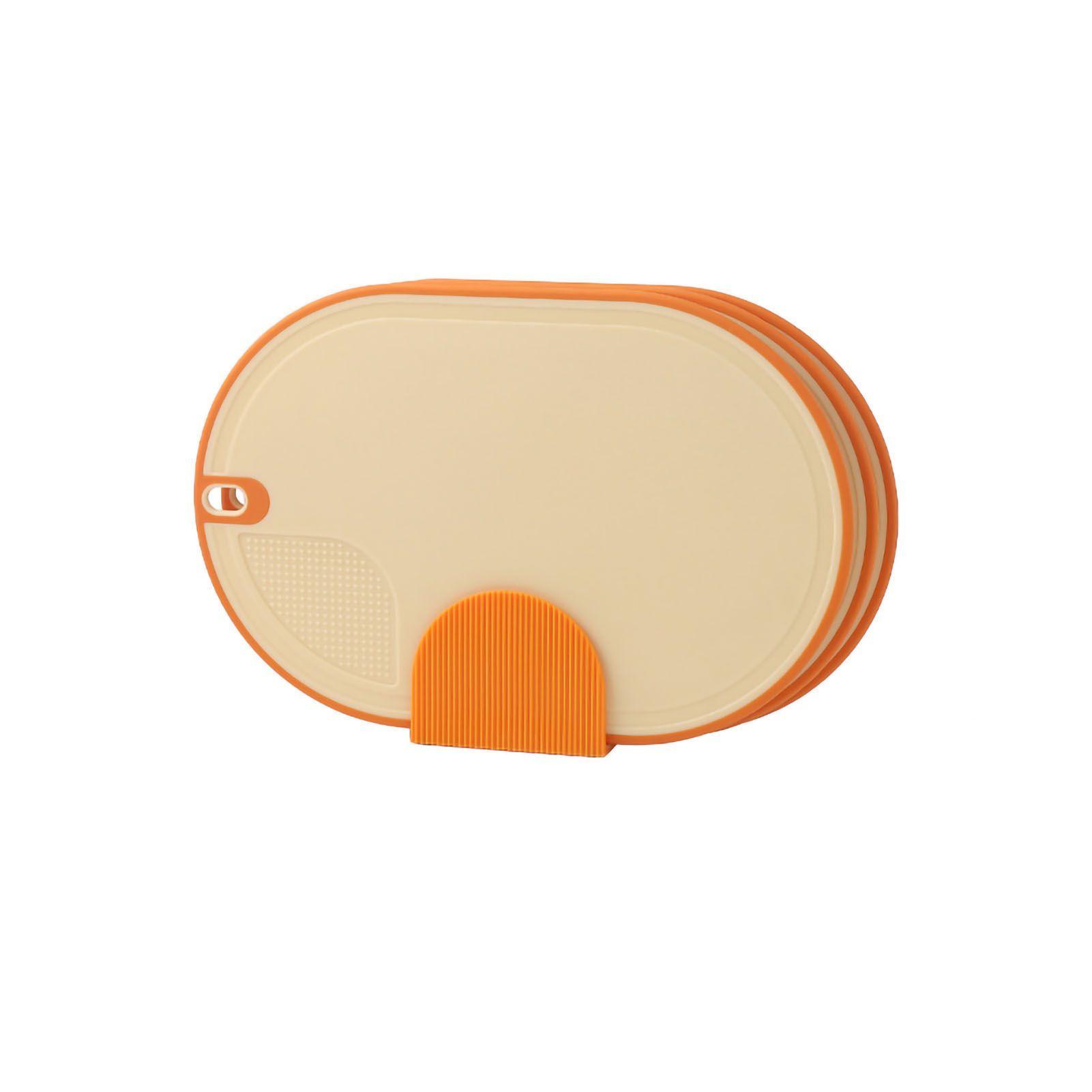 Cutting Board Food Grade Double Sided Prevent Slip Plastic Chopping Board with Holder Base for Meat Vegetable 3pcs Orange - Image 2