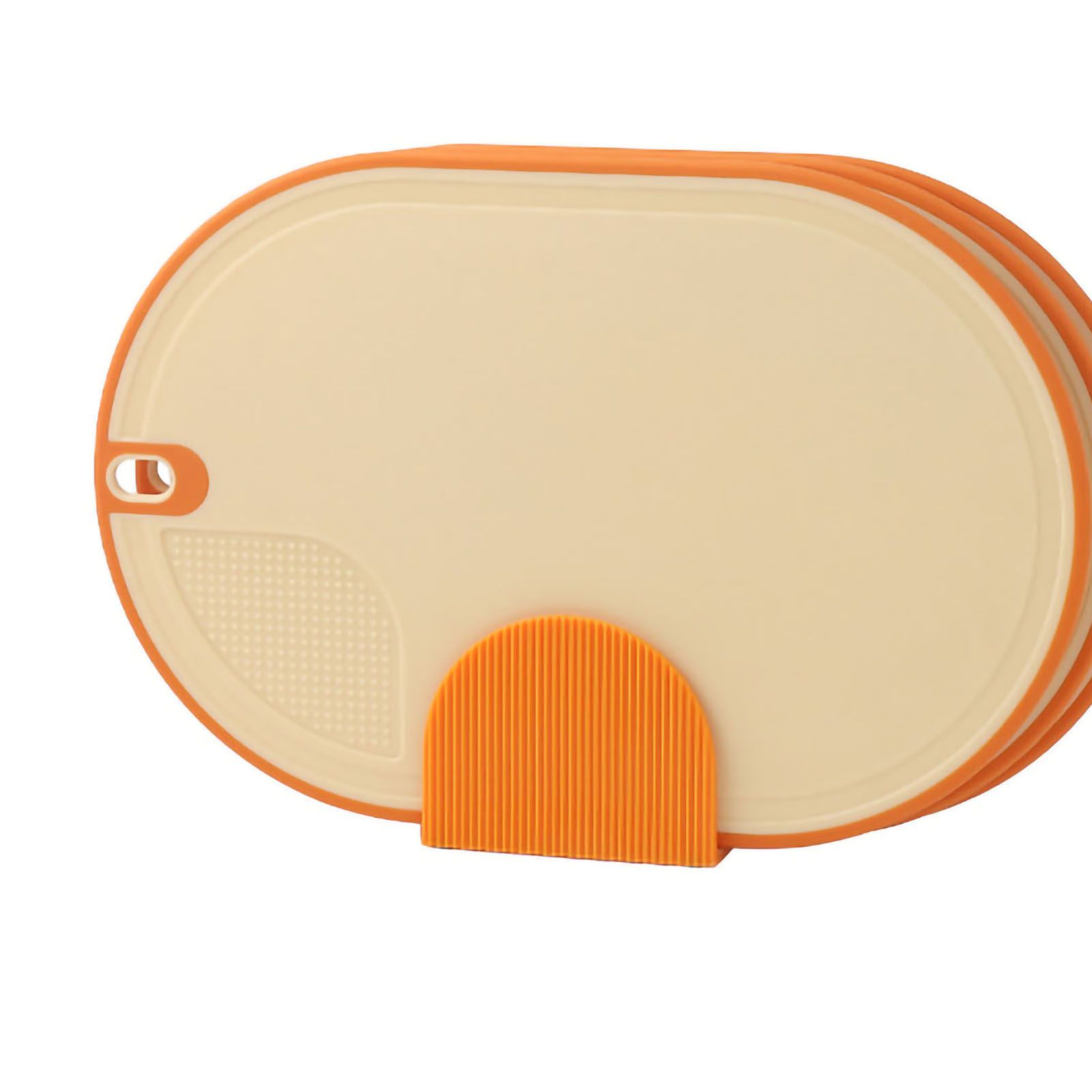 Cutting Board Food Grade Double Sided Prevent Slip Plastic Chopping Board with Holder Base for Meat Vegetable 3pcs Orange - Image 4
