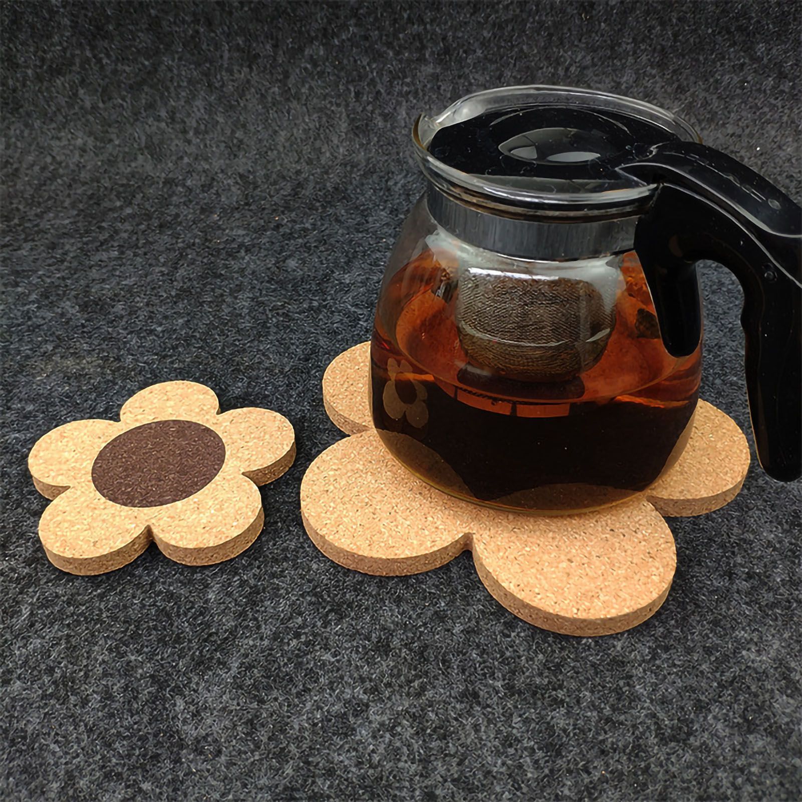 Flower Wooden Coaster Nordic Style Flower Shape Cork Coaster Kitchen Insulation Mat Dining Table Mat S - Image 2