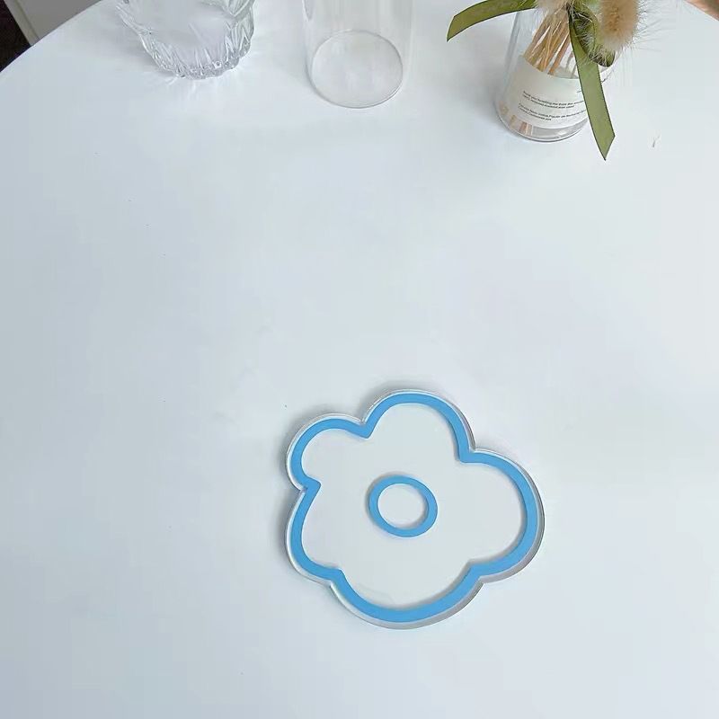 Acrylic Flower Coaster Heat Insulation Cute Flower Transparent Stable NonslipAcrylic Coasters Blue - Image 5