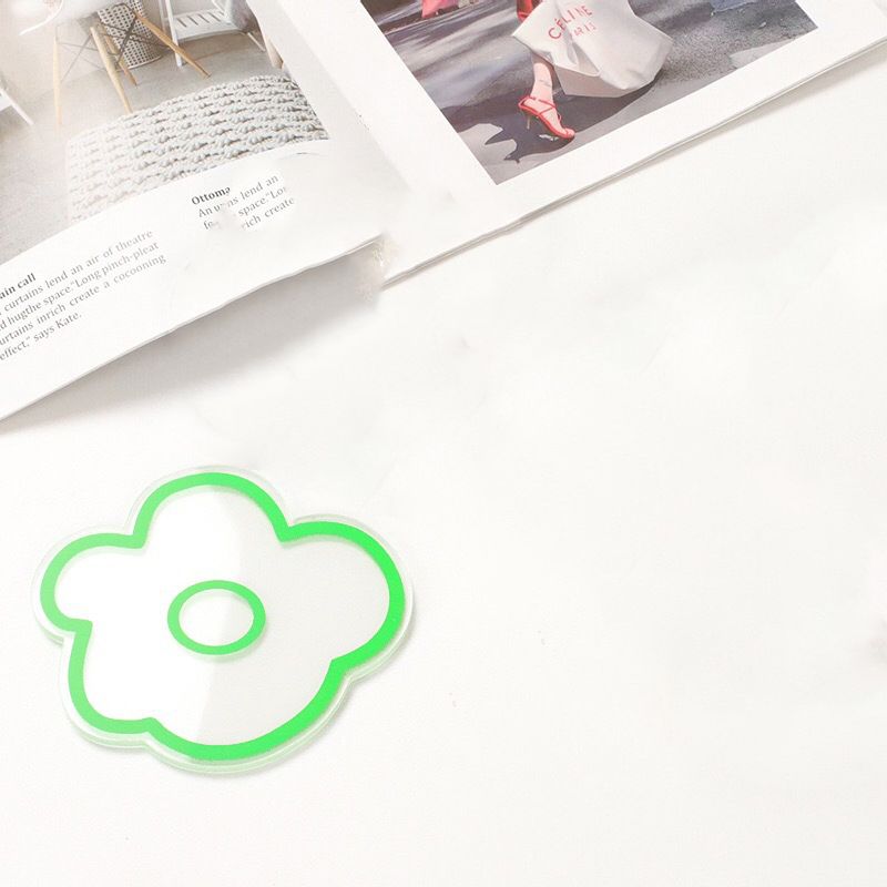 Acrylic Flower Coaster Heat Insulation Cute Flower Transparent Stable NonslipAcrylic Coasters Green - Image 4