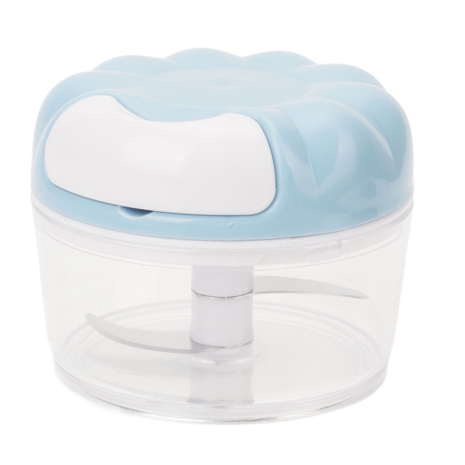 Garlic Chopper Manual Mini Safe Multipurpose Transparent Garlic Mincer with Drawstring for Kitchen Blue - Image 1