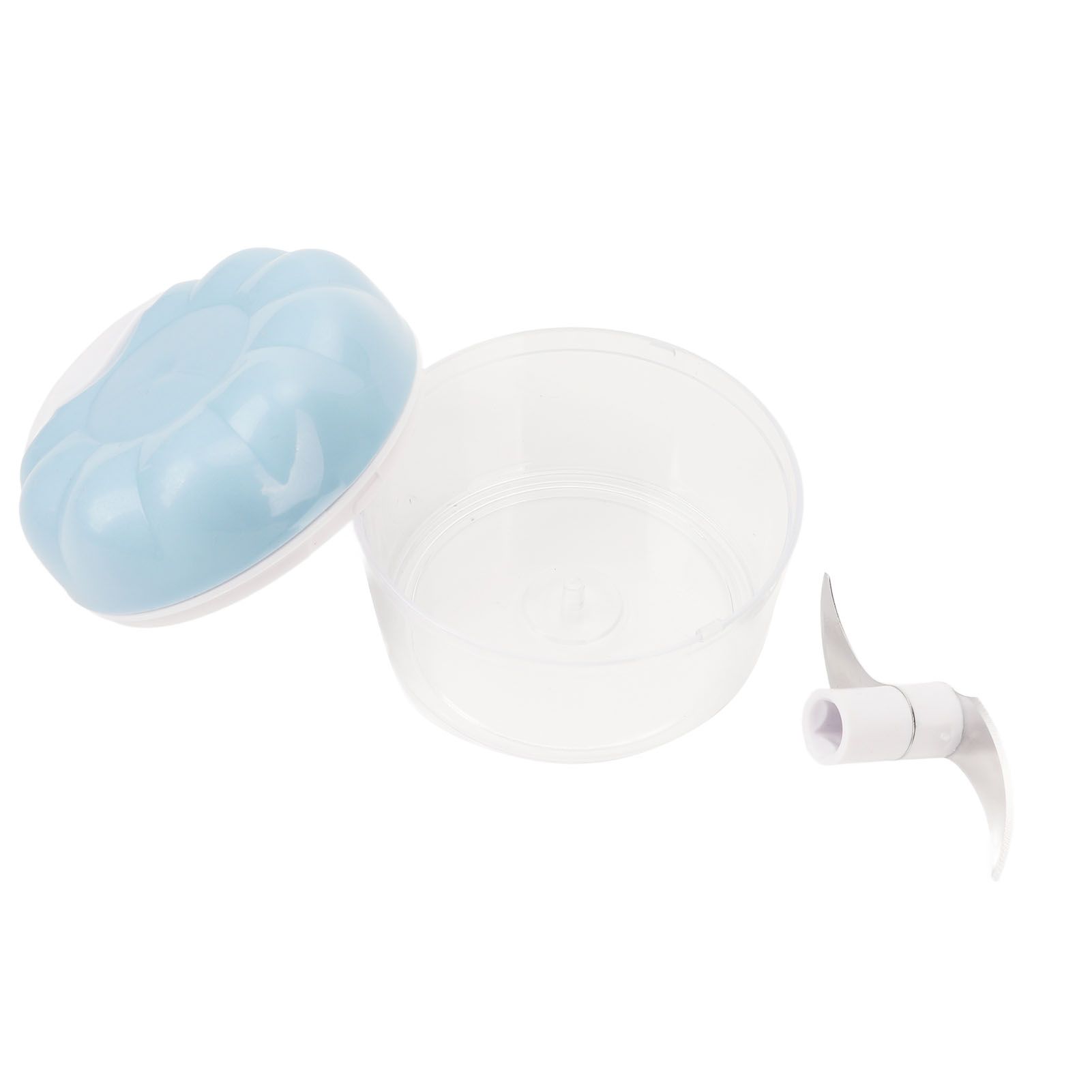 Garlic Chopper Manual Mini Safe Multipurpose Transparent Garlic Mincer with Drawstring for Kitchen Blue - Image 4