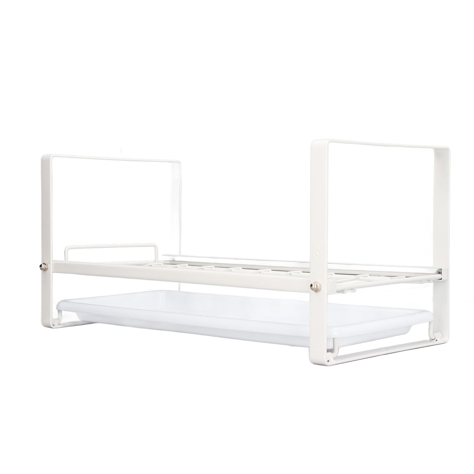 Kitchen Cabinet Storage Shelf Rack Bowls Dishes Plates Drainboard Holder Rustproof Nonslip for Counter Cupboard Pantry White - Image 2