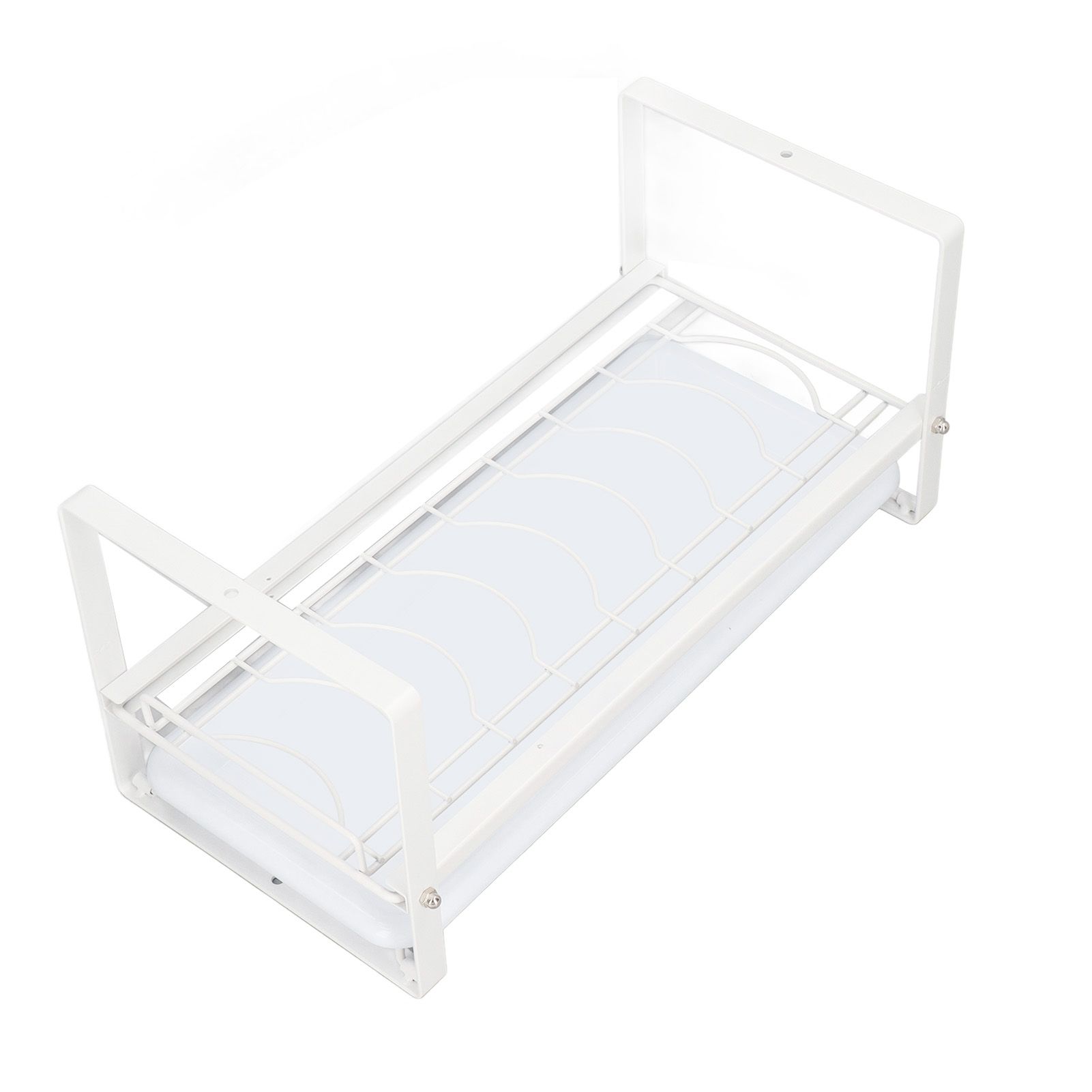 Kitchen Cabinet Storage Shelf Rack Bowls Dishes Plates Drainboard Holder Rustproof Nonslip for Counter Cupboard Pantry White - Image 3