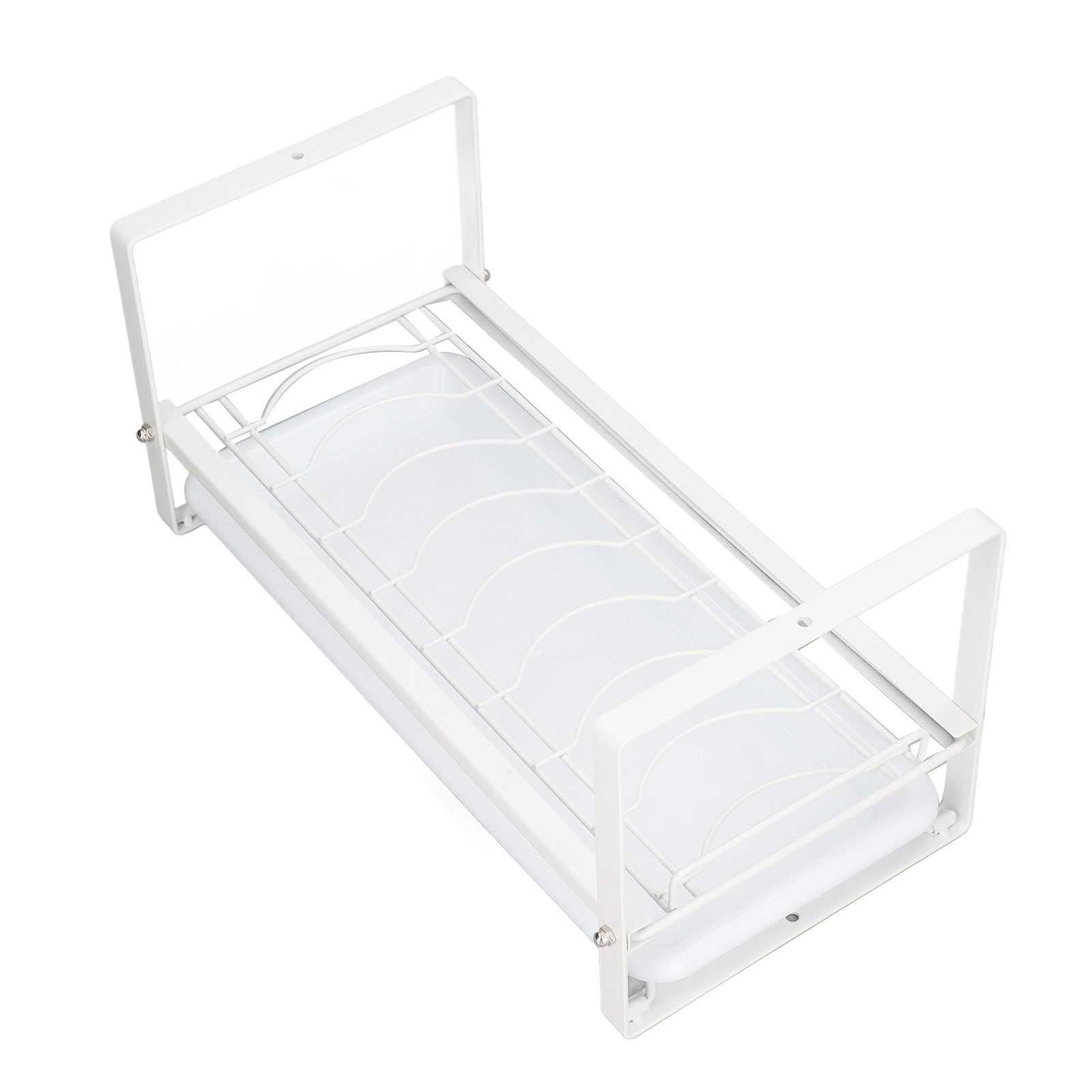 Kitchen Cabinet Storage Shelf Rack Bowls Dishes Plates Drainboard Holder Rustproof Nonslip for Counter Cupboard Pantry White - Image 4