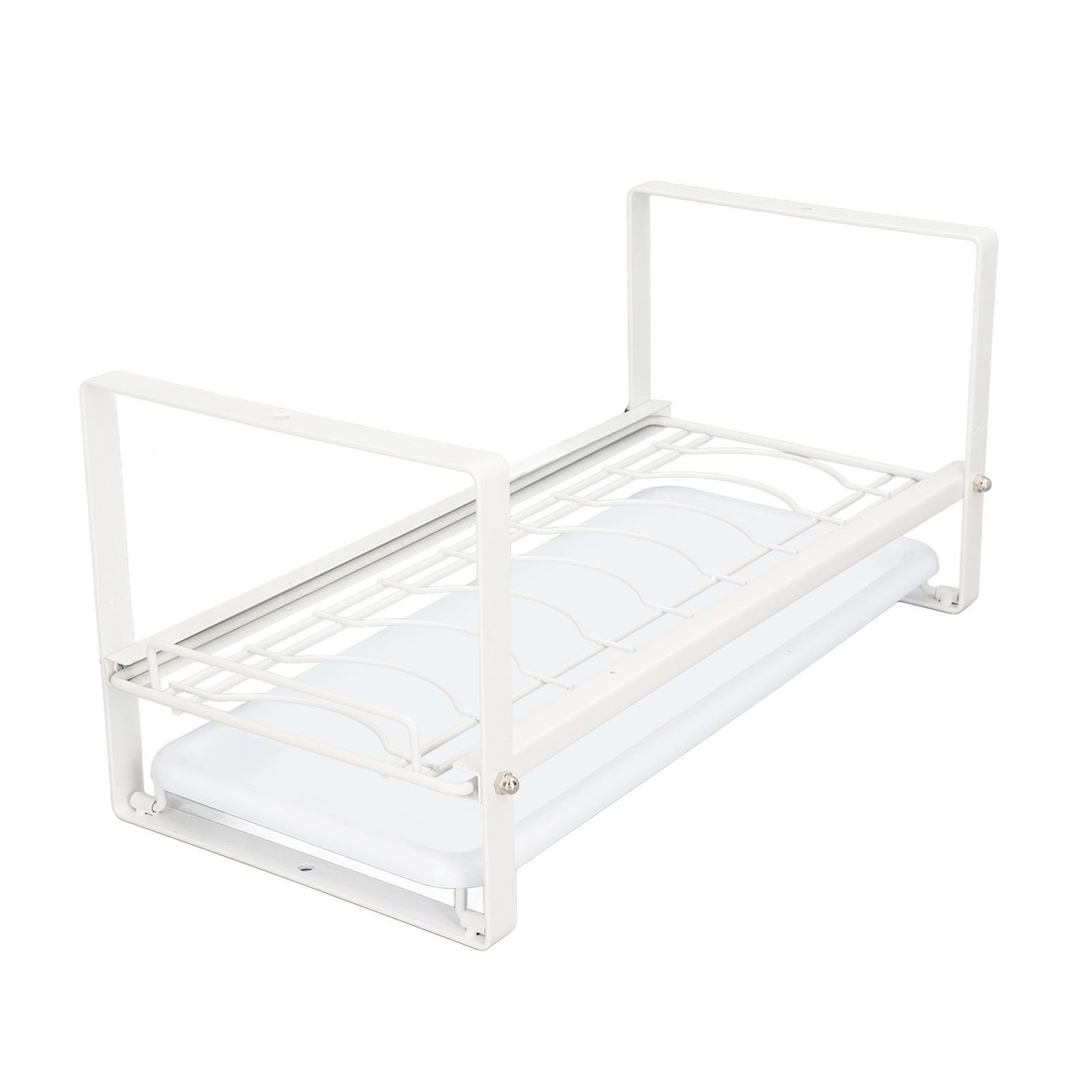 Kitchen Cabinet Storage Shelf Rack Bowls Dishes Plates Drainboard Holder Rustproof Nonslip for Counter Cupboard Pantry White - Image 5