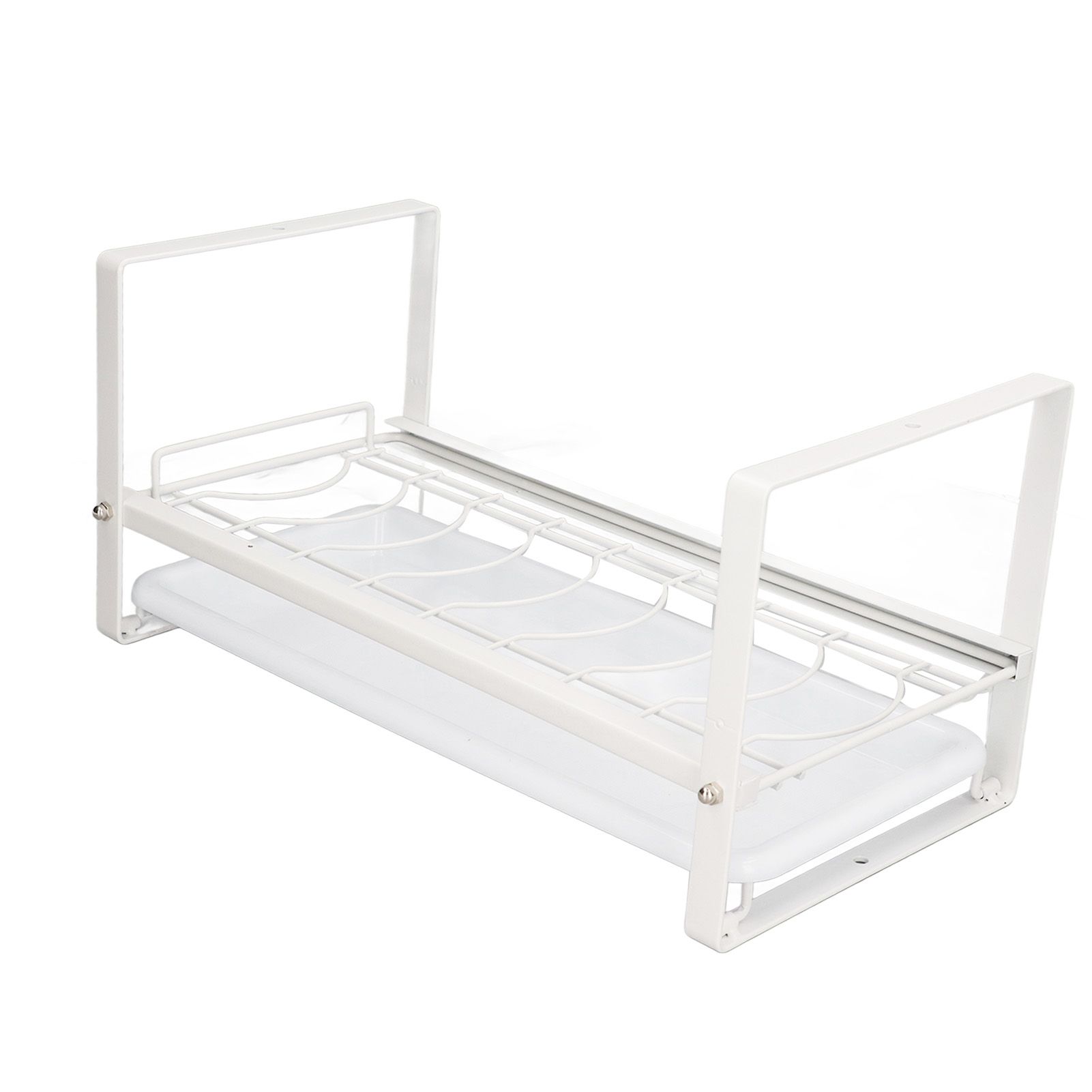 Kitchen Cabinet Storage Shelf Rack Bowls Dishes Plates Drainboard Holder Rustproof Nonslip for Counter Cupboard Pantry White - Image 6