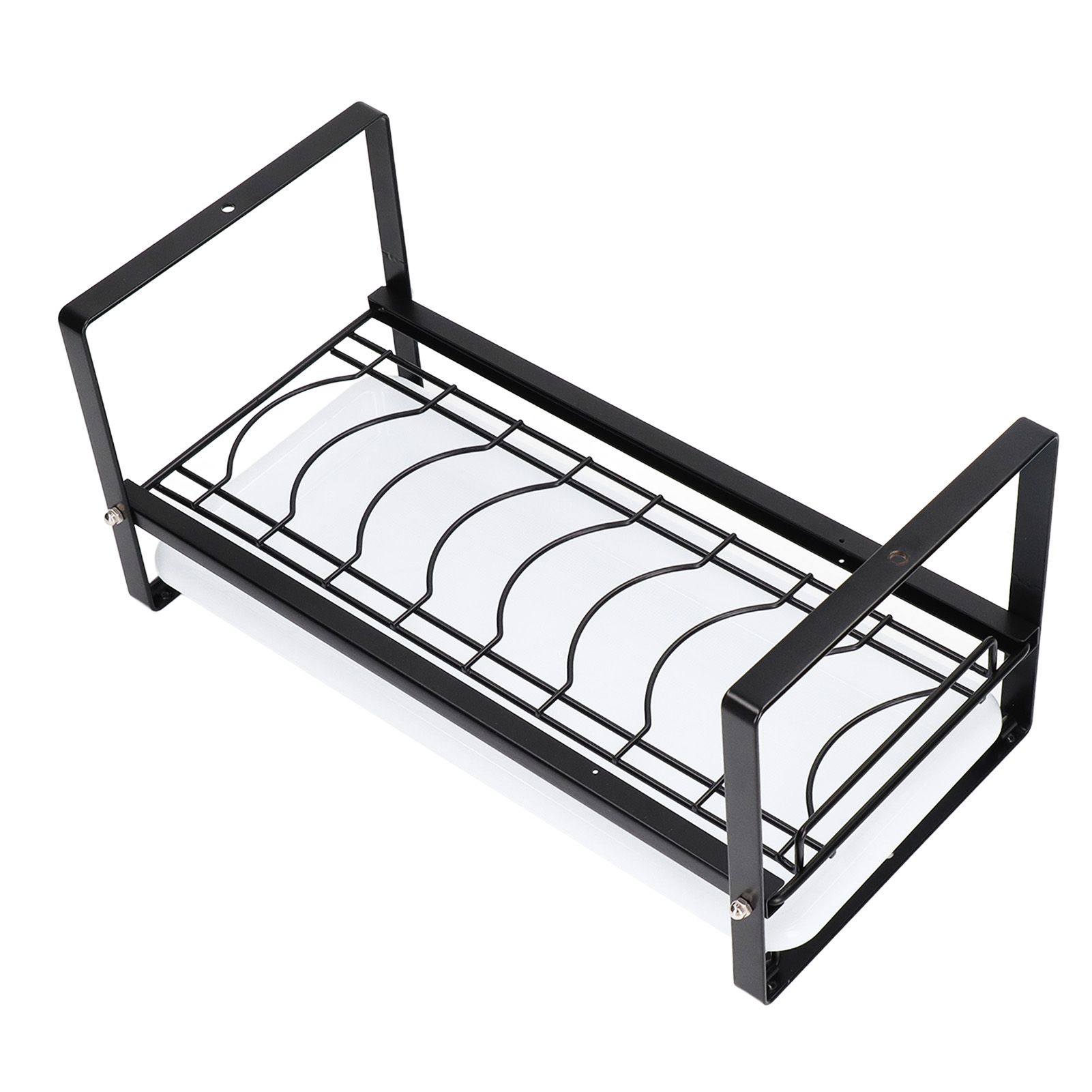 Kitchen Cabinet Storage Shelf Rack Bowls Dishes Plates Drainboard Holder Rustproof Nonslip for Counter Cupboard Pantry Black - Image 2