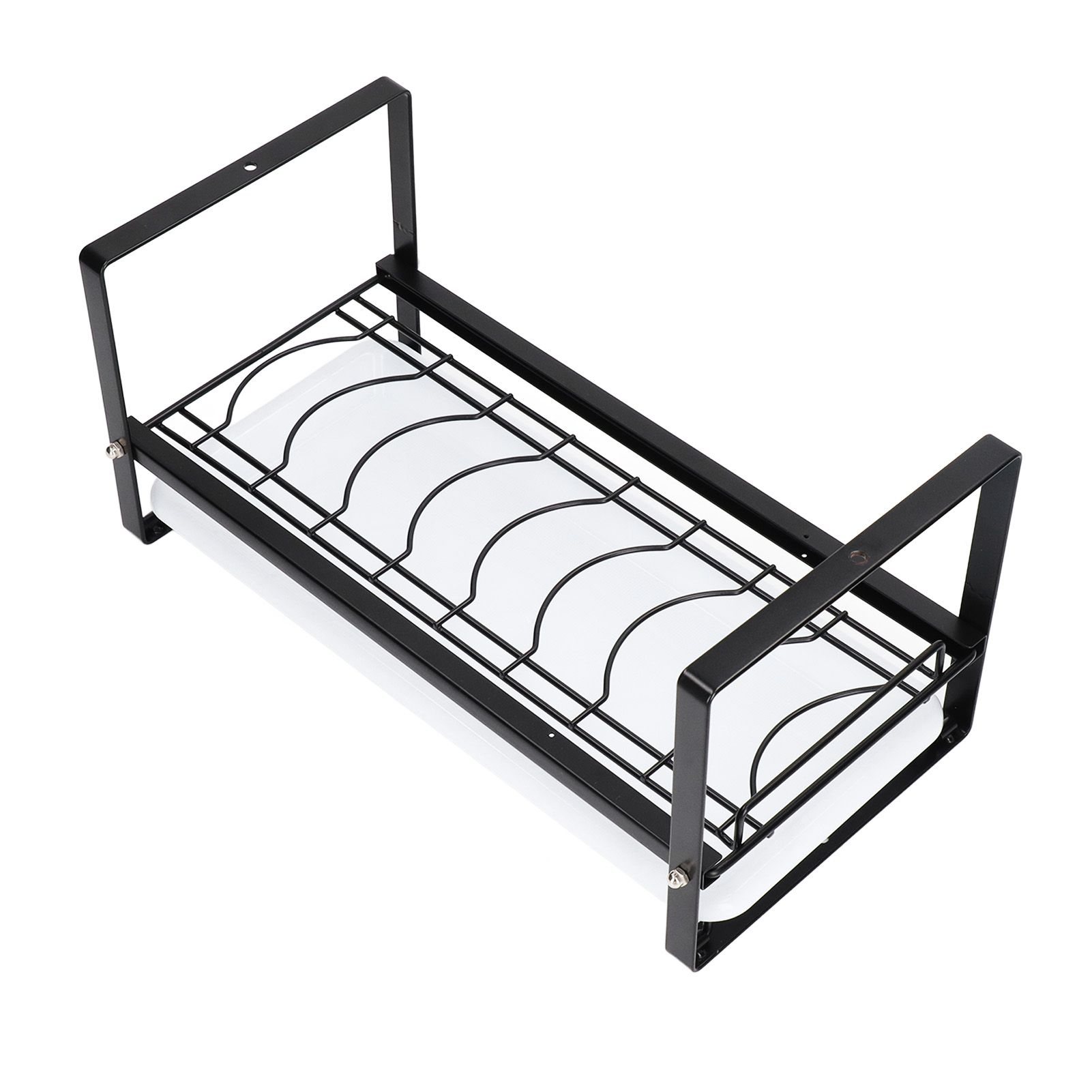 Kitchen Cabinet Storage Shelf Rack Bowls Dishes Plates Drainboard Holder Rustproof Nonslip for Counter Cupboard Pantry Black - Image 3