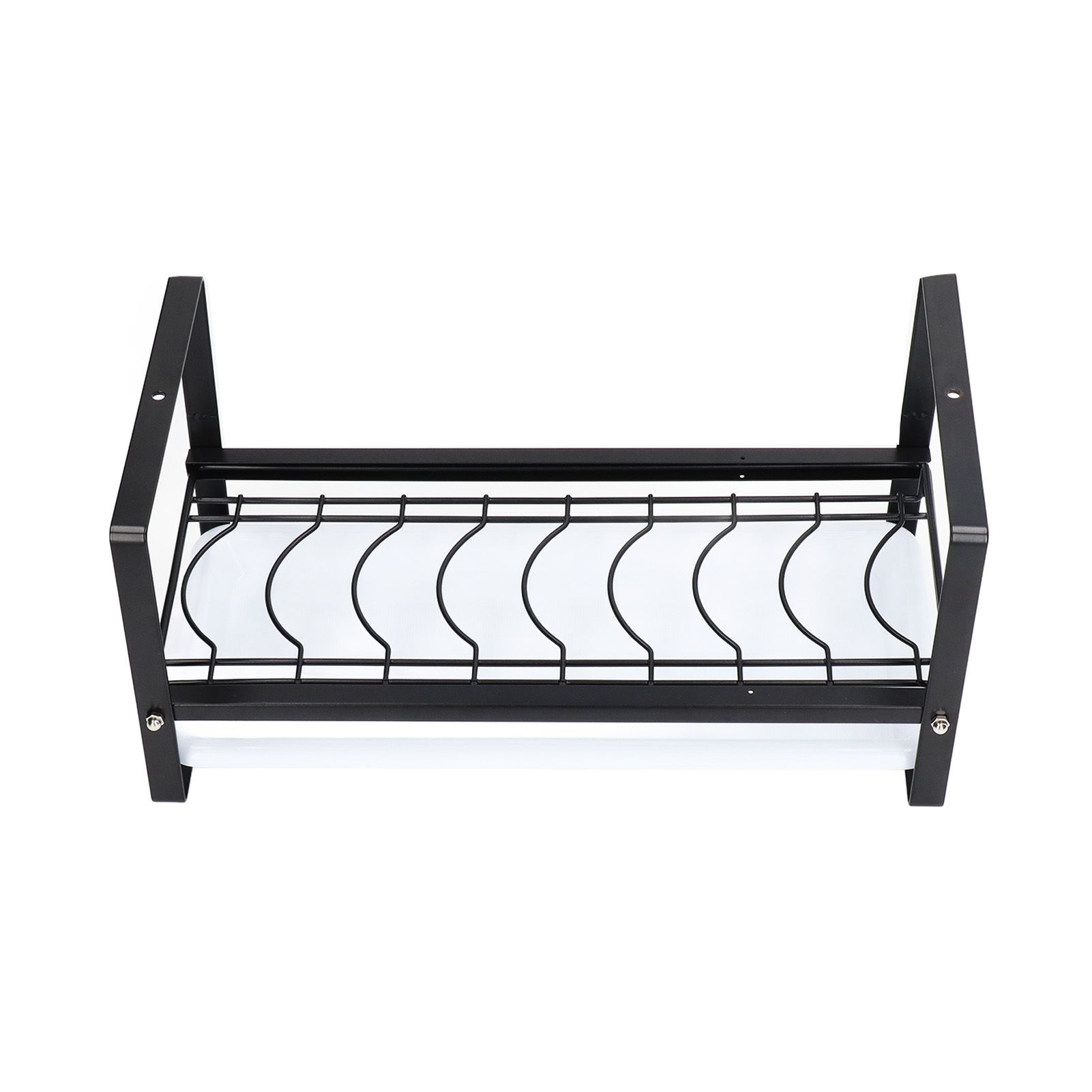Kitchen Cabinet Storage Shelf Rack Bowls Dishes Plates Drainboard Holder Rustproof Nonslip for Counter Cupboard Pantry Black - Image 4