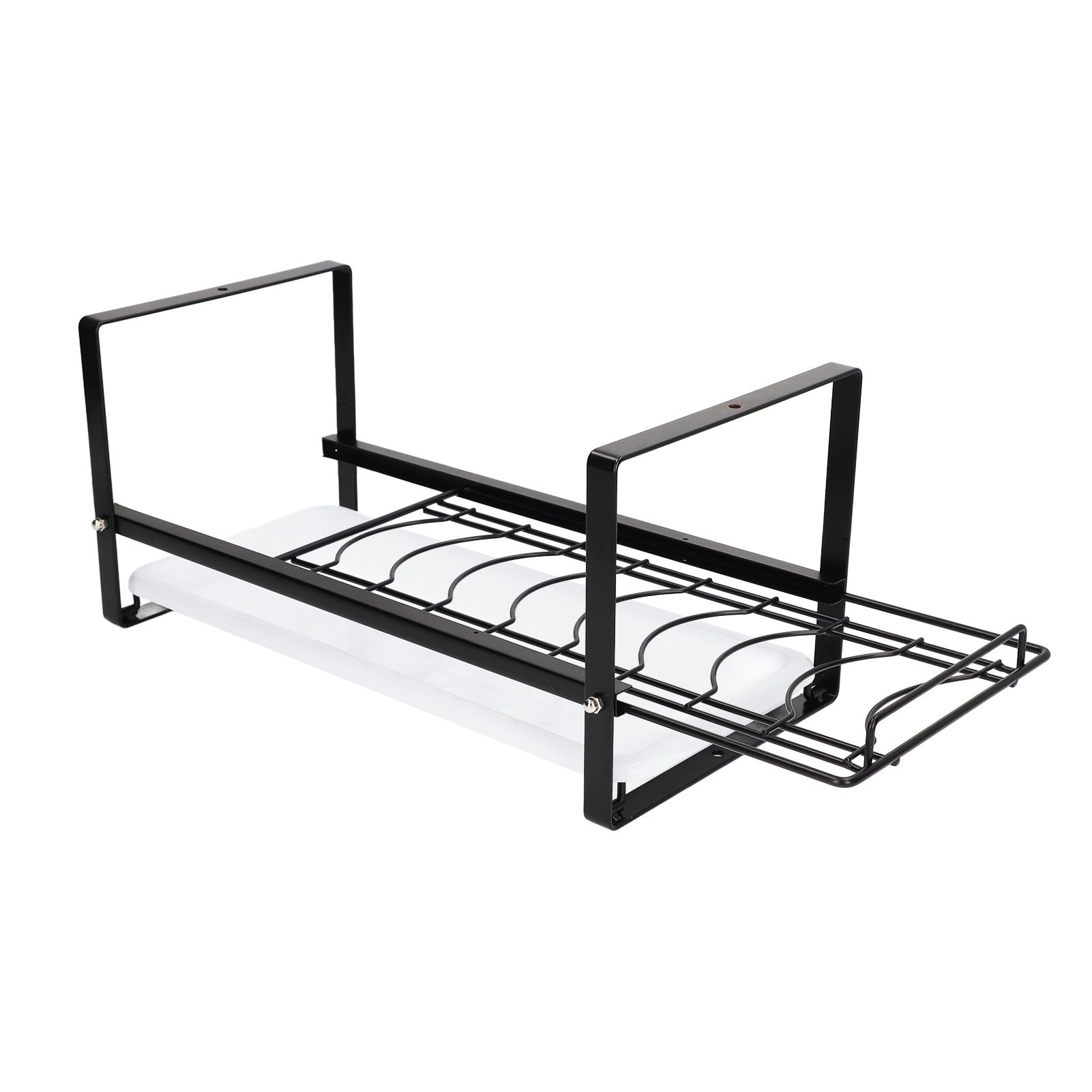 Kitchen Cabinet Storage Shelf Rack Bowls Dishes Plates Drainboard Holder Rustproof Nonslip for Counter Cupboard Pantry Black - Image 5