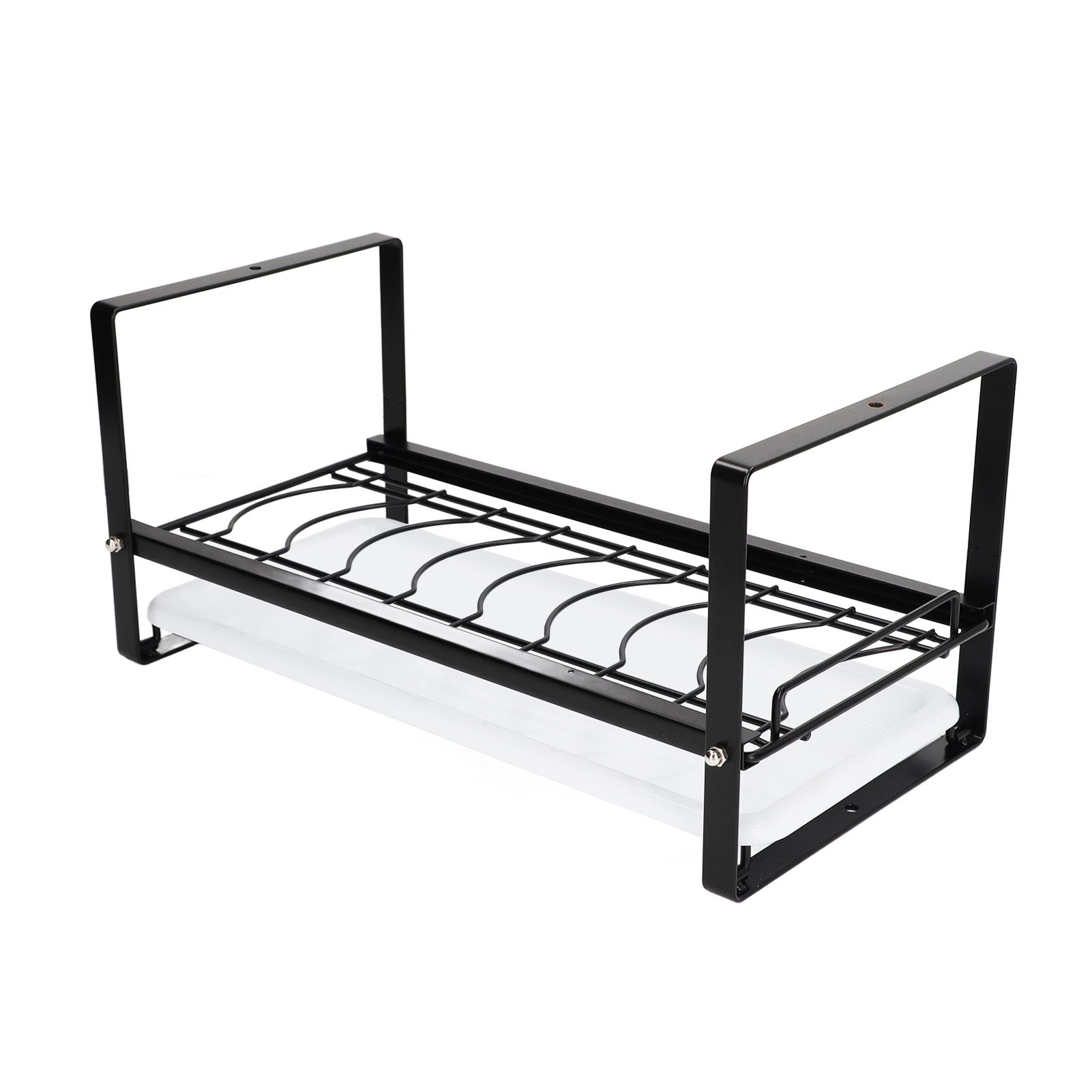 Kitchen Cabinet Storage Shelf Rack Bowls Dishes Plates Drainboard Holder Rustproof Nonslip for Counter Cupboard Pantry Black - Image 6