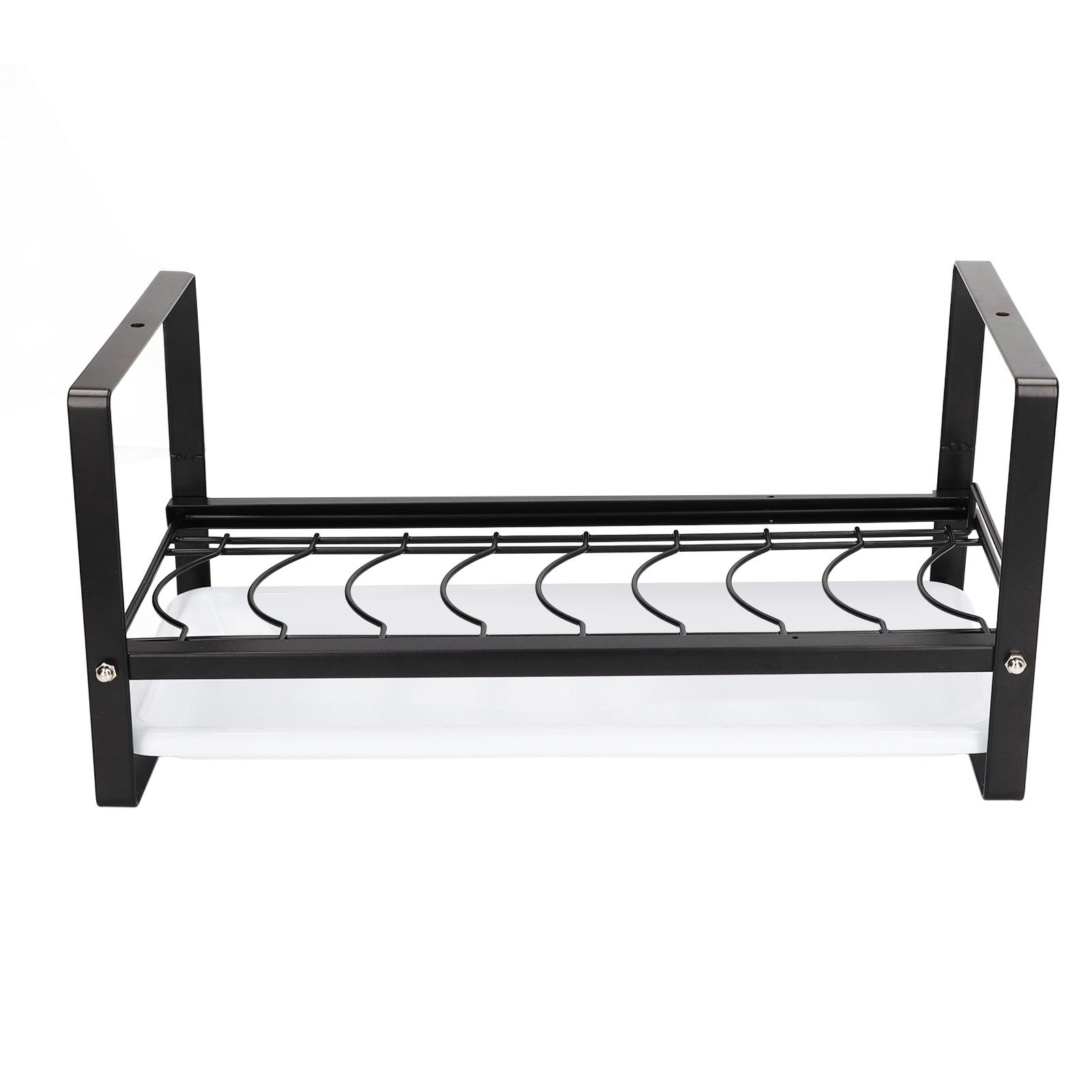 Kitchen Cabinet Storage Shelf Rack Bowls Dishes Plates Drainboard Holder Rustproof Nonslip for Counter Cupboard Pantry Black - Image 8