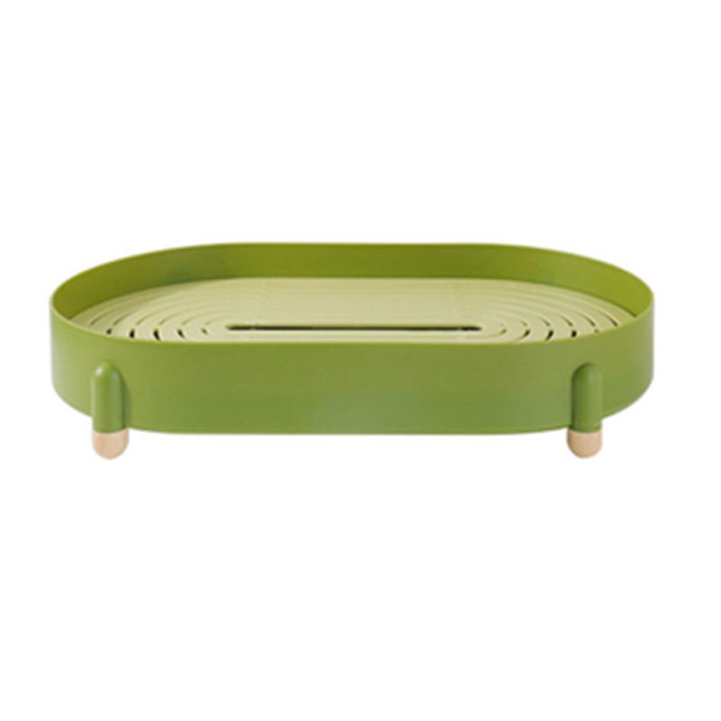 Tea Tray Simple Double Layer Pure Color Uniform Draining Holes Detachable Design Plastic Tea Tray Serving Green - Image 1