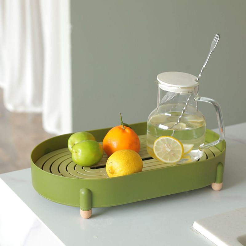 Tea Tray Simple Double Layer Pure Color Uniform Draining Holes Detachable Design Plastic Tea Tray Serving Green - Image 2