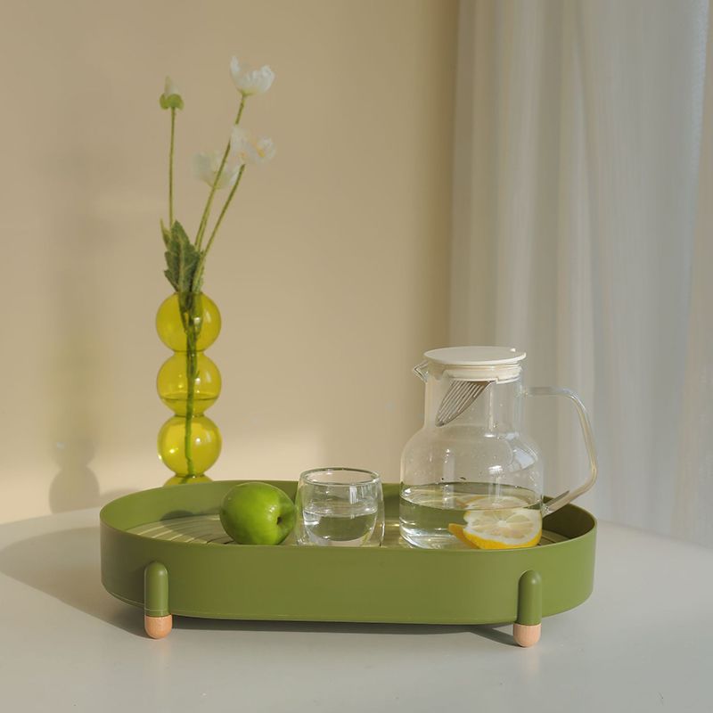 Tea Tray Simple Double Layer Pure Color Uniform Draining Holes Detachable Design Plastic Tea Tray Serving Green - Image 4
