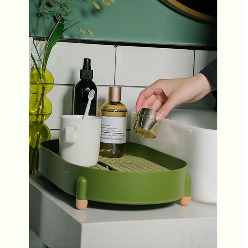 Tea Tray Simple Double Layer Pure Color Uniform Draining Holes Detachable Design Plastic Tea Tray Serving Green - Image 8