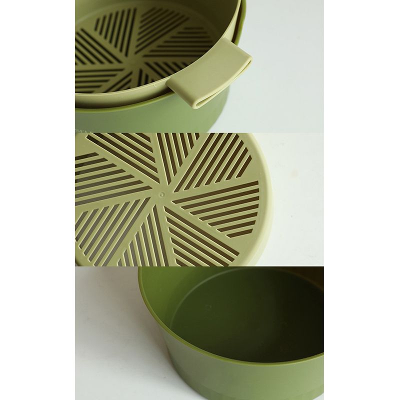 Drain Colander Double Layer Detachable Increased Deepened Capacity Plastic Colander Strainer Set for Kitchen Green Small - Image 5