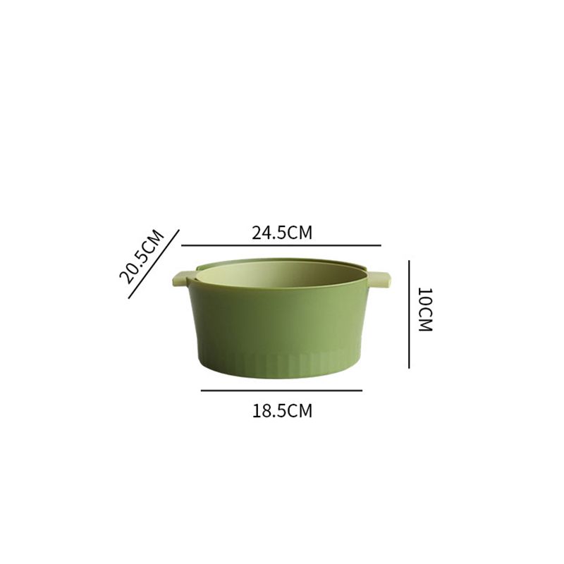Drain Colander Double Layer Detachable Increased Deepened Capacity Plastic Colander Strainer Set for Kitchen Green Small - Image 6
