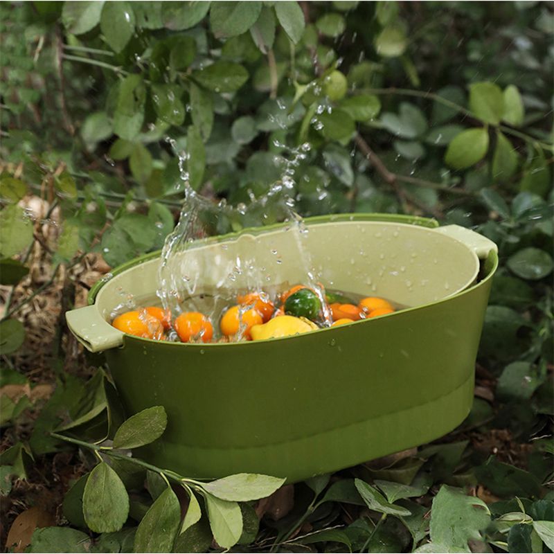 Drain Colander Double Layer Detachable Increased Deepened Capacity Plastic Colander Strainer Set for Kitchen Green Large - Image 4